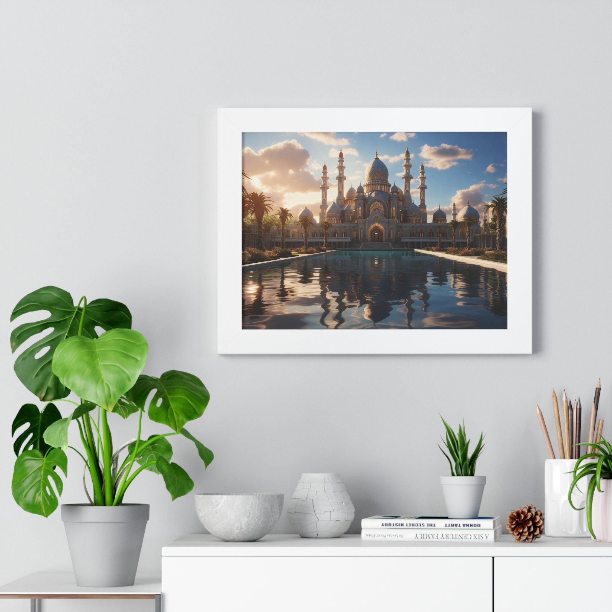 Sacred Stillness – Framed Sunset Mosque Print