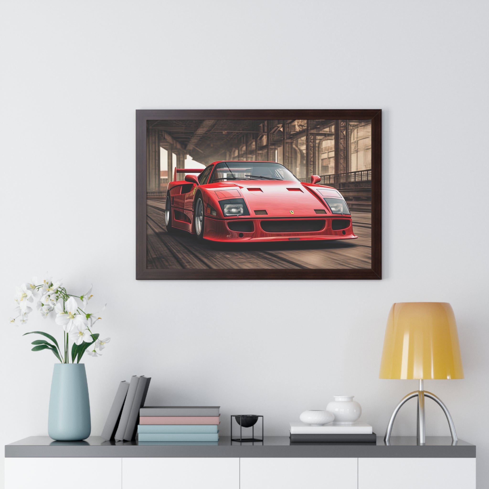 Ferrari F50 Wall Decor – Red Icon Framed in Horizontal Format