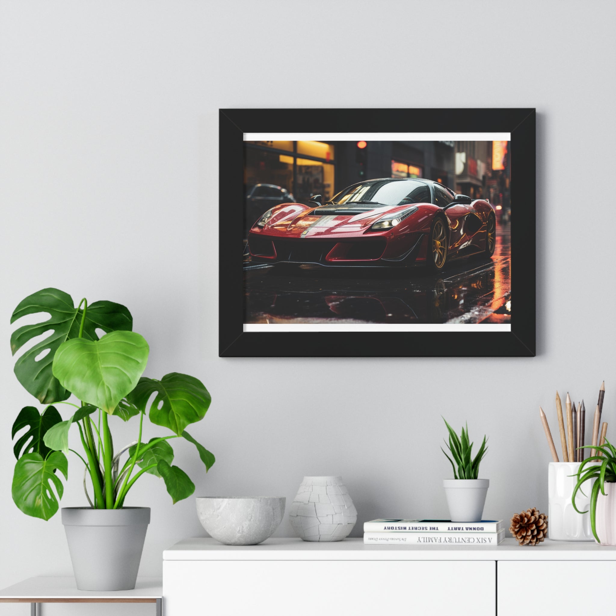 Framed Red Ferrari F50 Horizontal Poster – Supercar Wall Art for Car Enthusiasts
