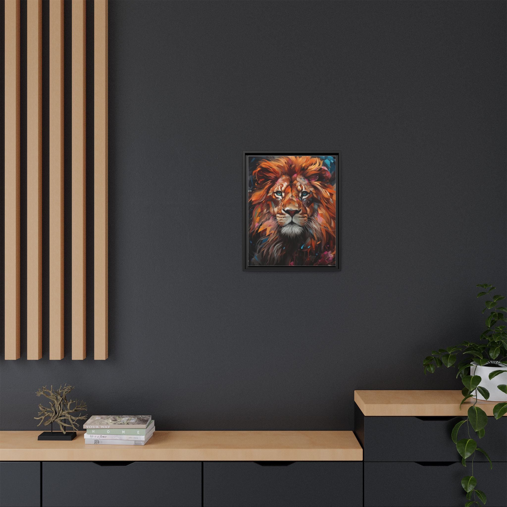 Fierce Elegance Multicolour Lion Art for Statement Space