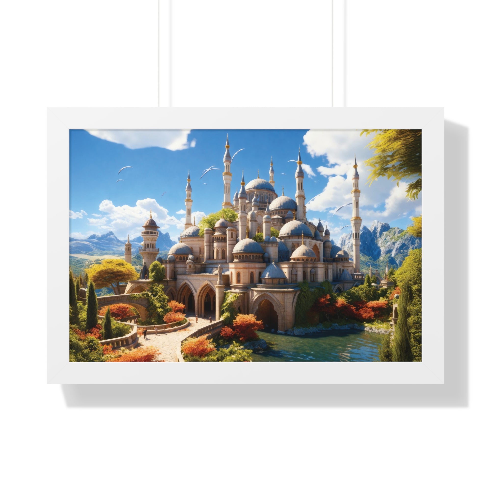 Majestic Mirage – Fantasy Ottoman Castle Reflections Framed Wall Art