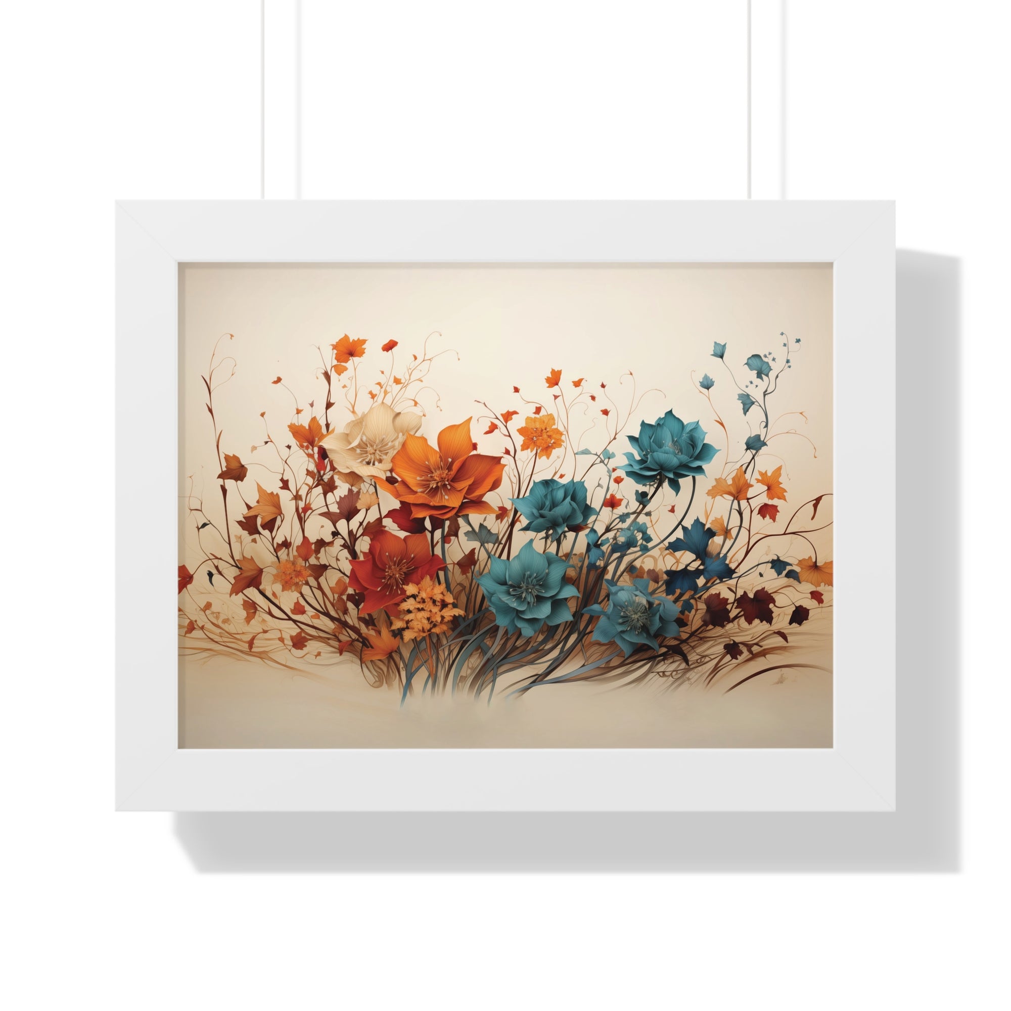 Amber Reverie Botanical Wall Art in Burnt Teal & Marigold