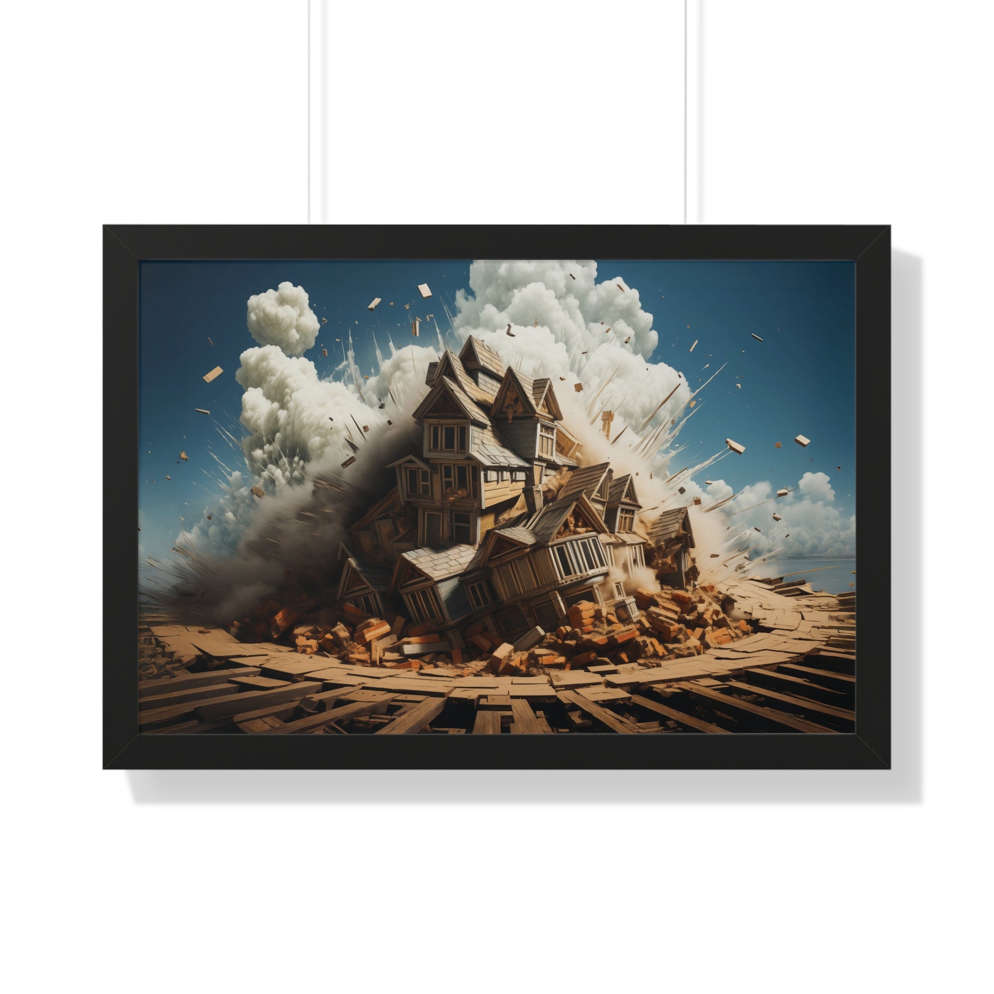 House Explosion Art Print - Modern Architectural Decor