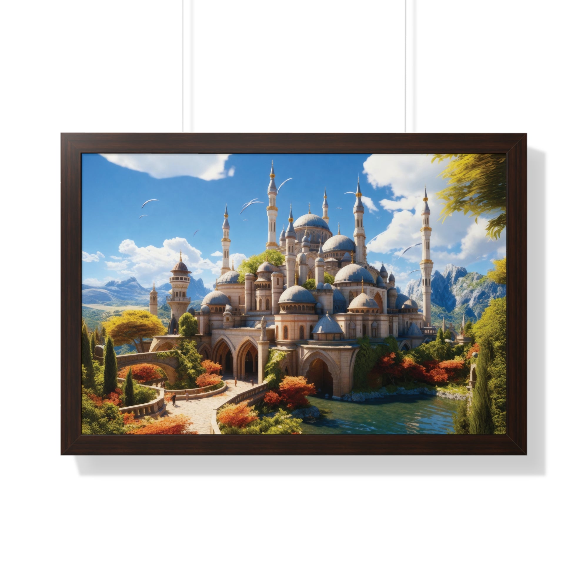 Majestic Mirage – Fantasy Ottoman Castle Reflections Framed Wall Art
