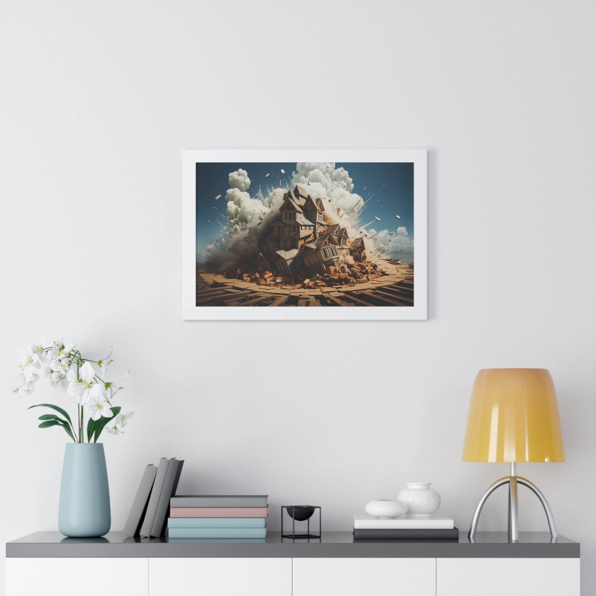 House Explosion Art Print - Modern Architectural Decor