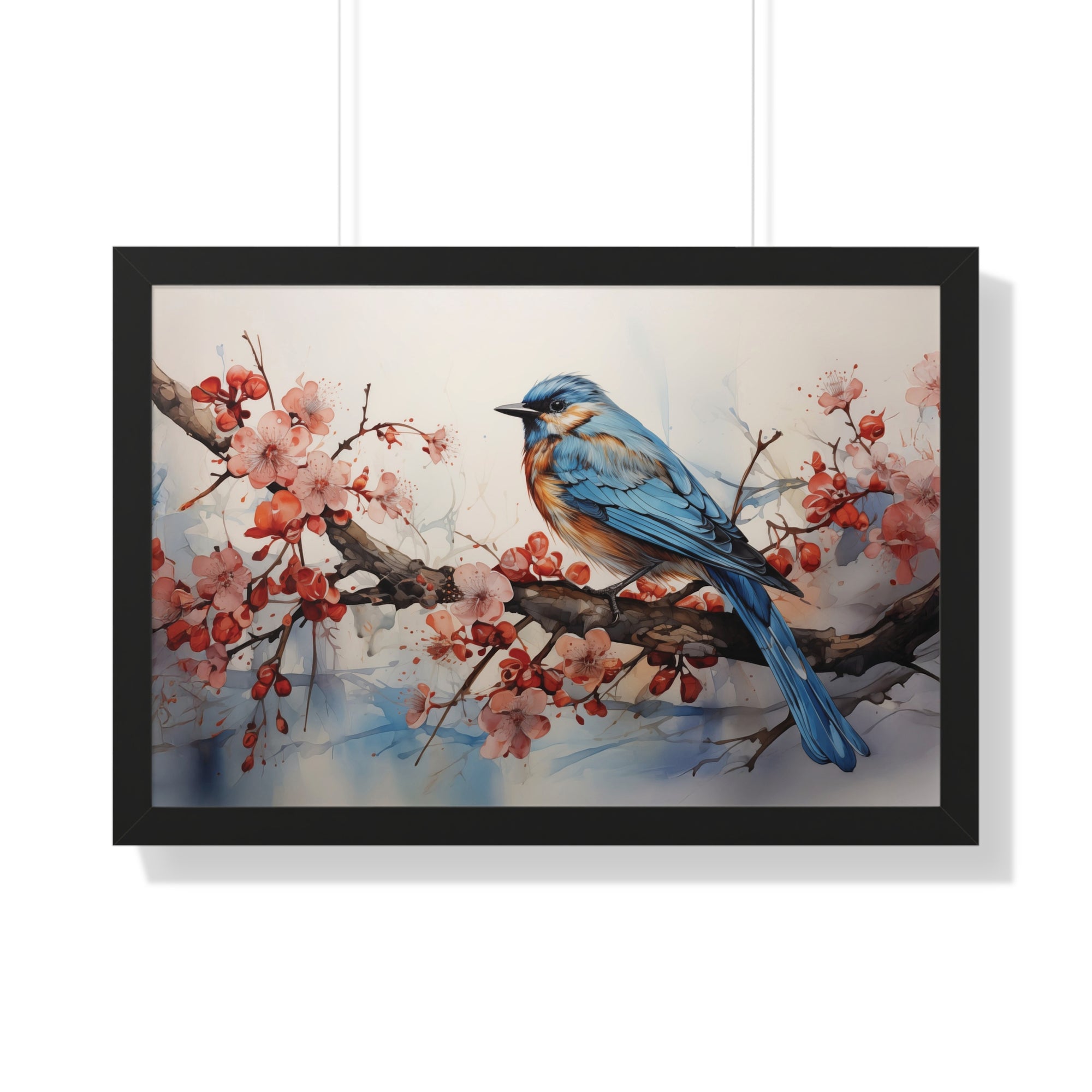 Cerulean Spring Bluebird & Cherry Blossom Wall Art