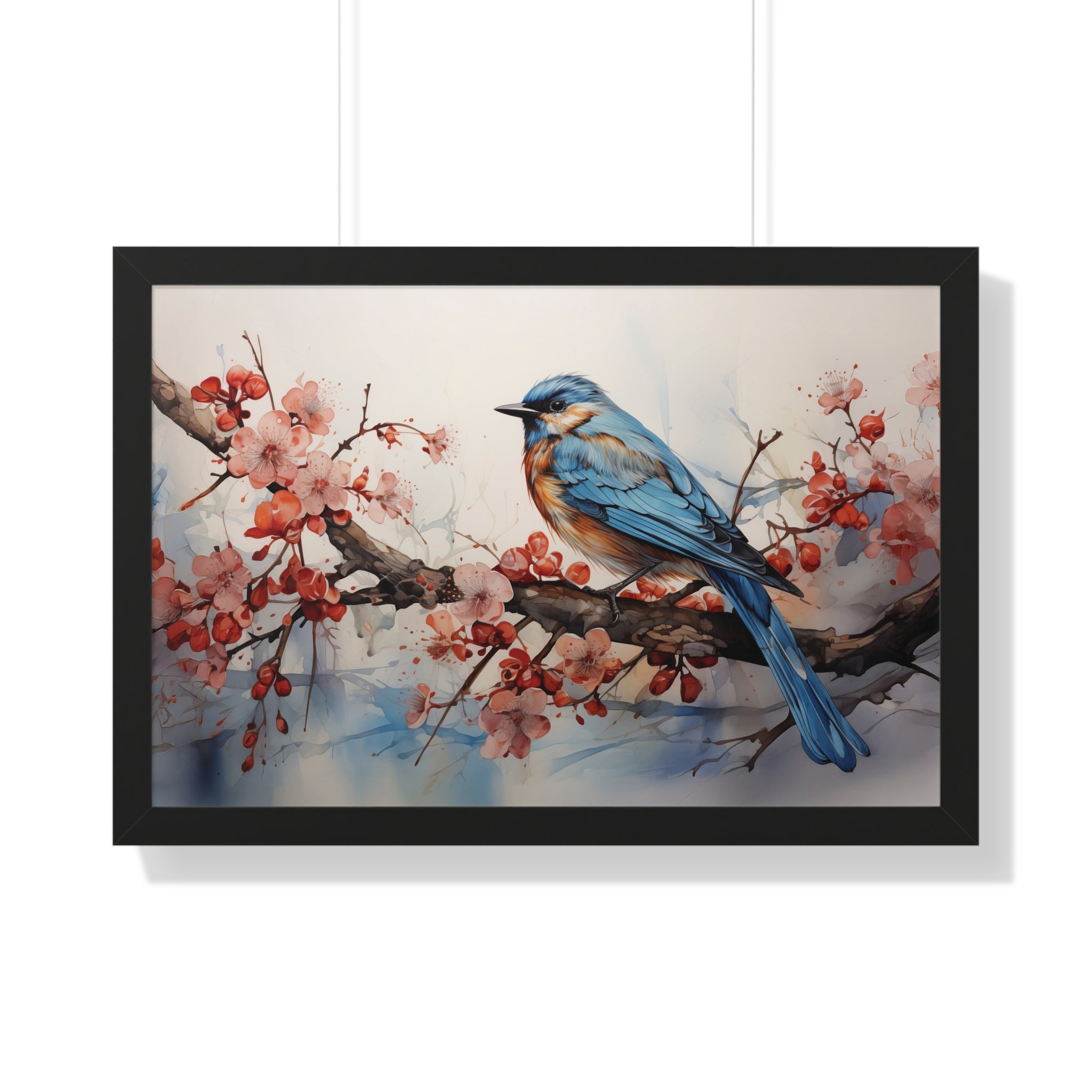 Cerulean Spring Bluebird & Cherry Blossom Wall Art