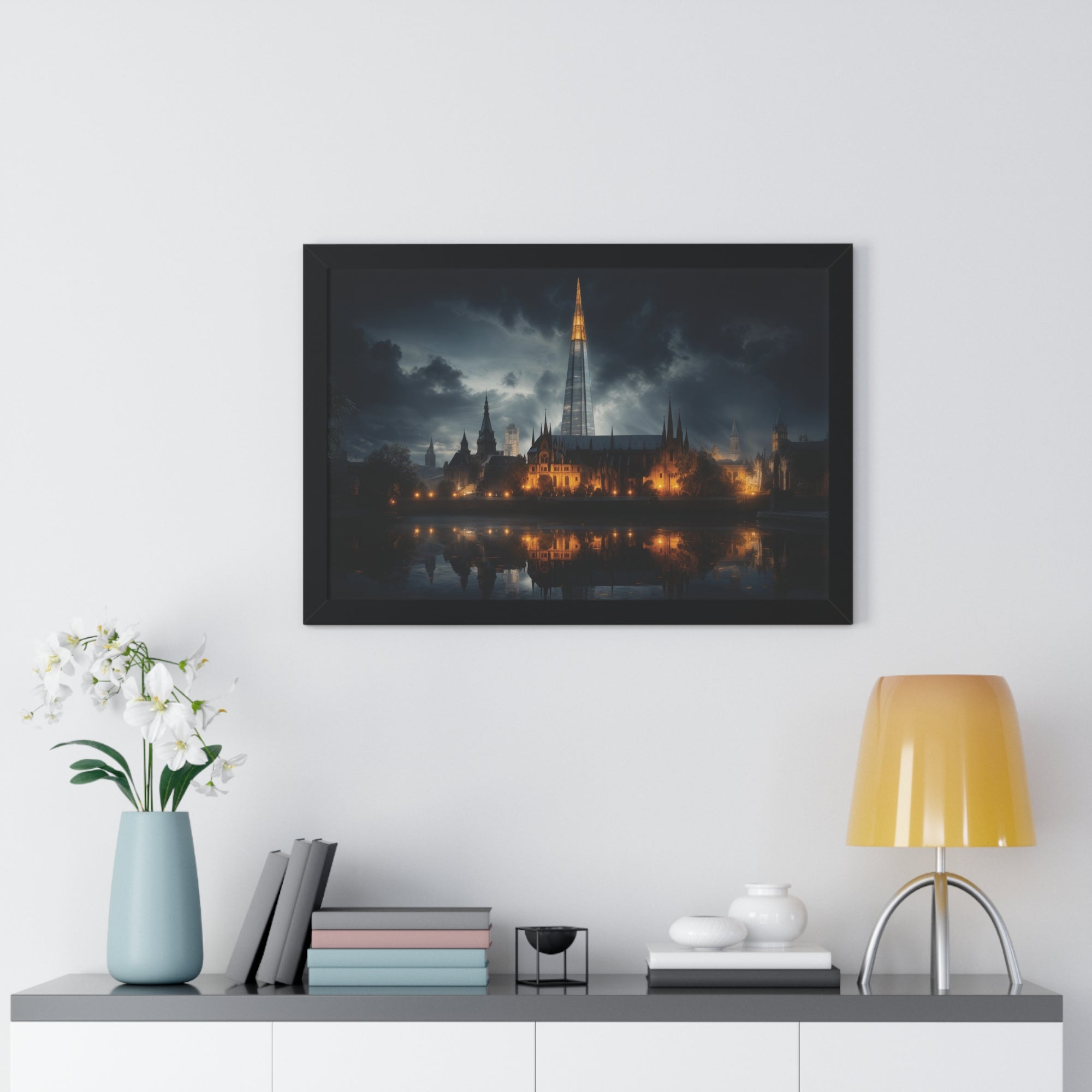 London Reflections: The Shard & Historic Skyline at Night – Elegant Cityscape Wall Art