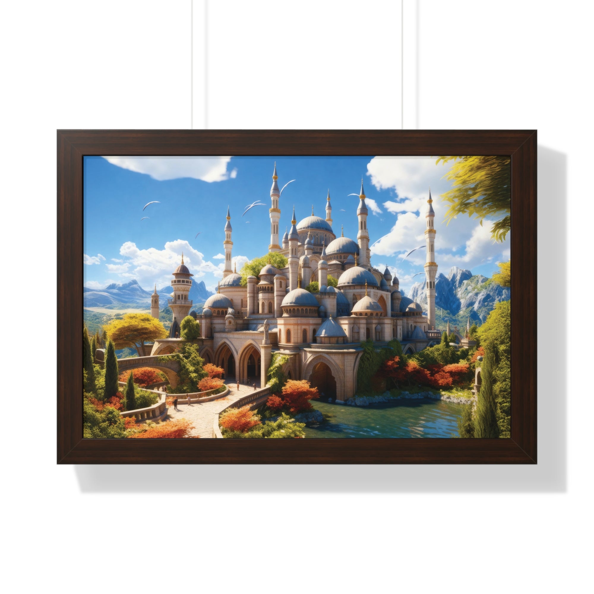 Majestic Mirage – Fantasy Ottoman Castle Reflections Framed Wall Art