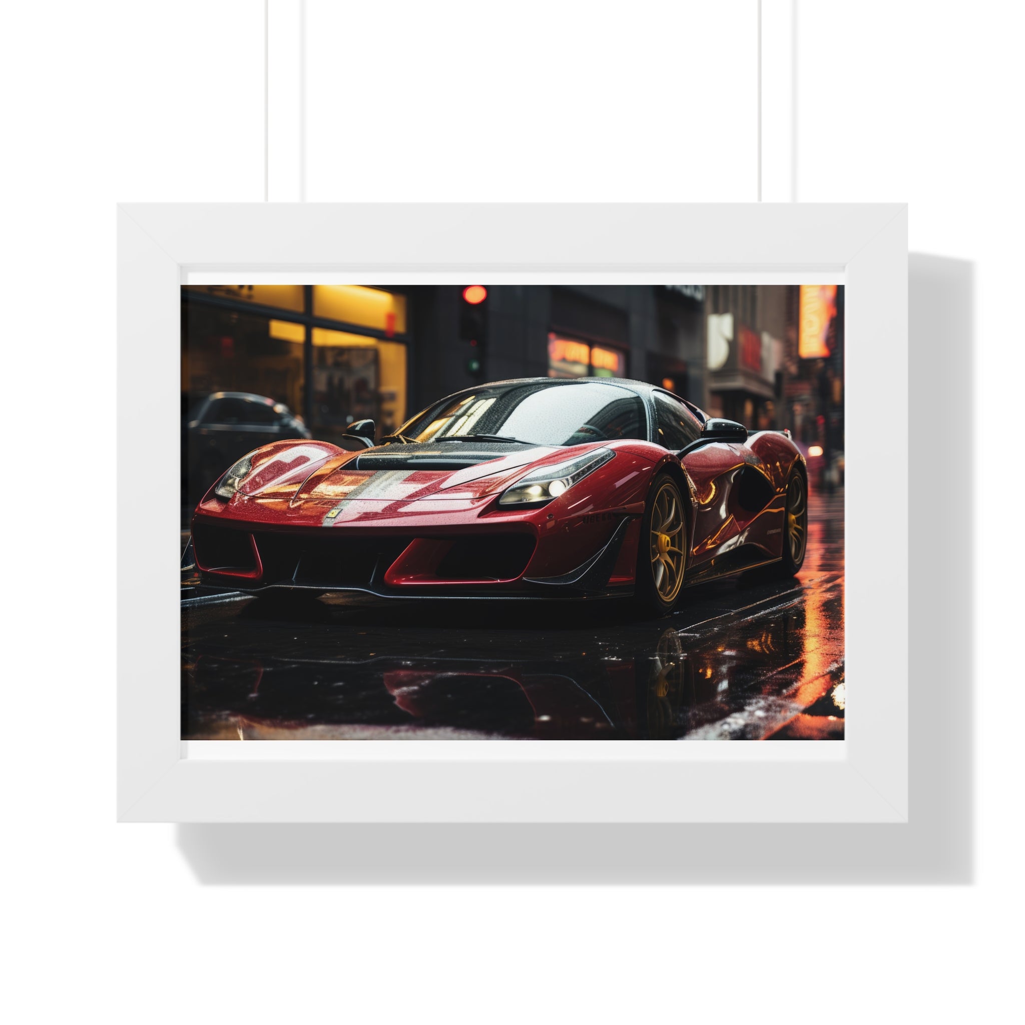 Framed Red Ferrari F50 Horizontal Poster – Supercar Wall Art for Car Enthusiasts