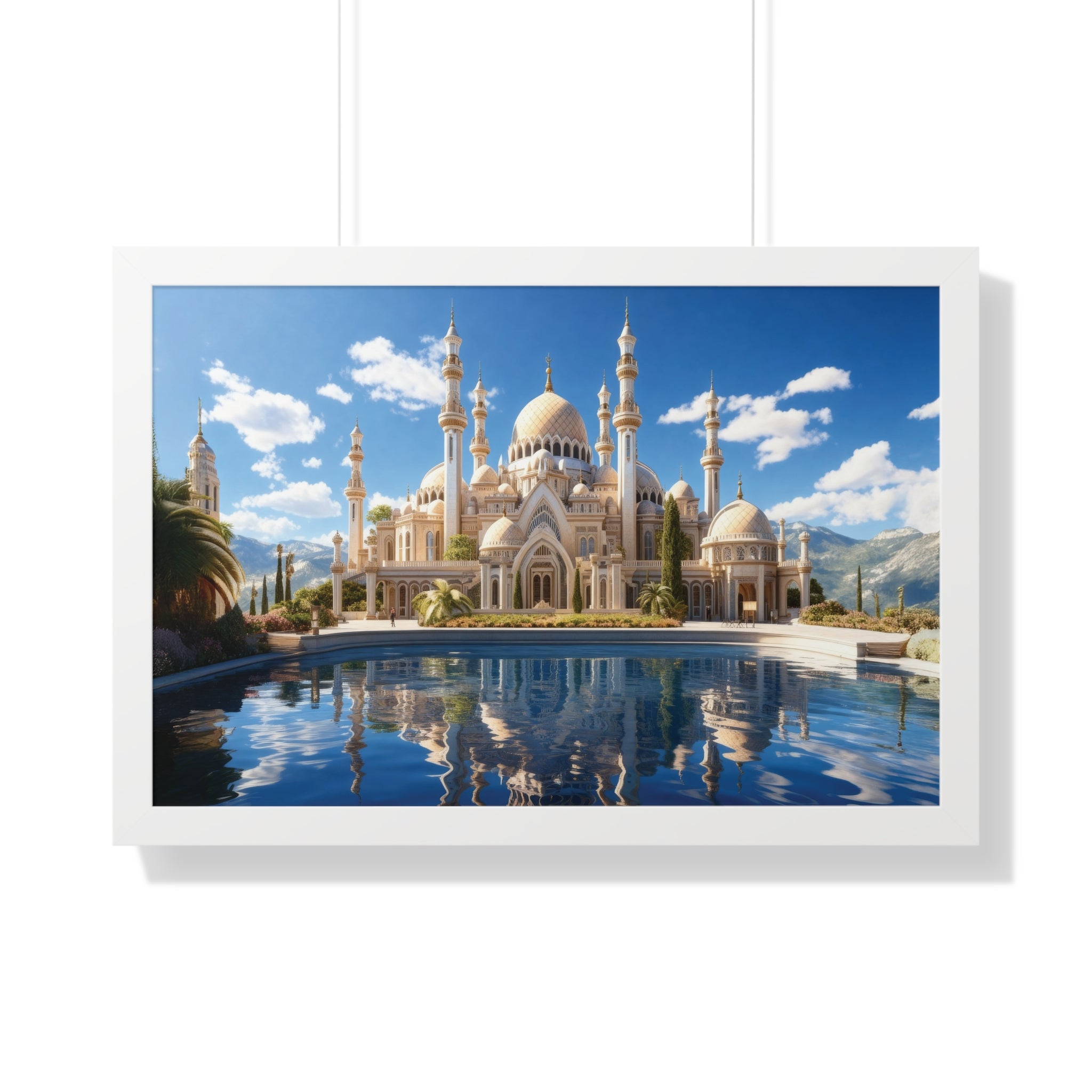 Celestial Tranquility – Framed Islamic Wall Art of Mosque Reflections