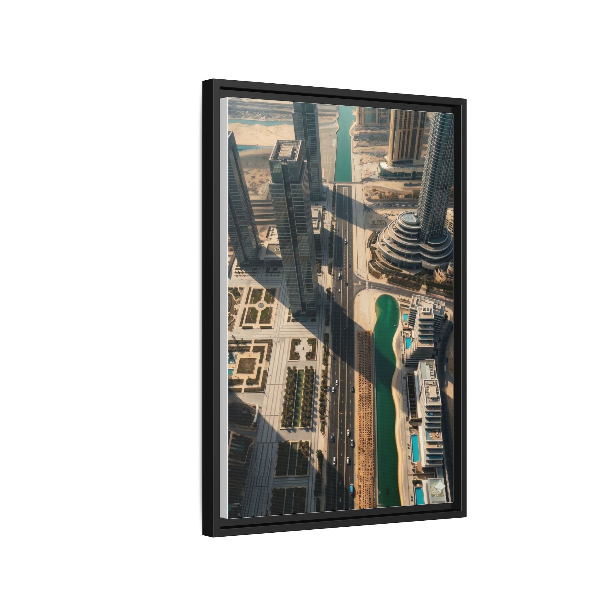 Framed Aerial View of Dubai – High-Resolution Cityscape Wall Art