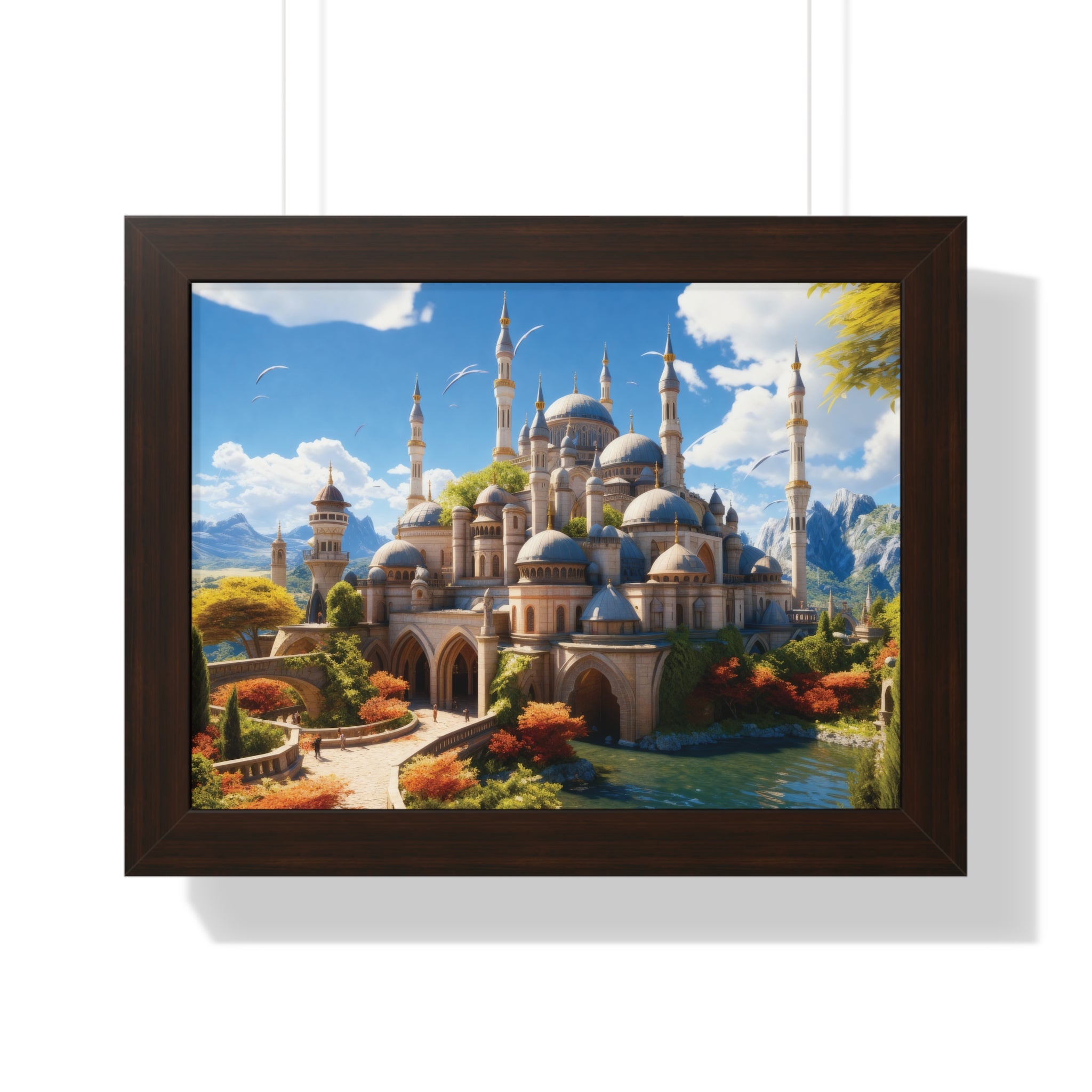 Majestic Mirage – Fantasy Ottoman Castle Reflections Framed Wall Art