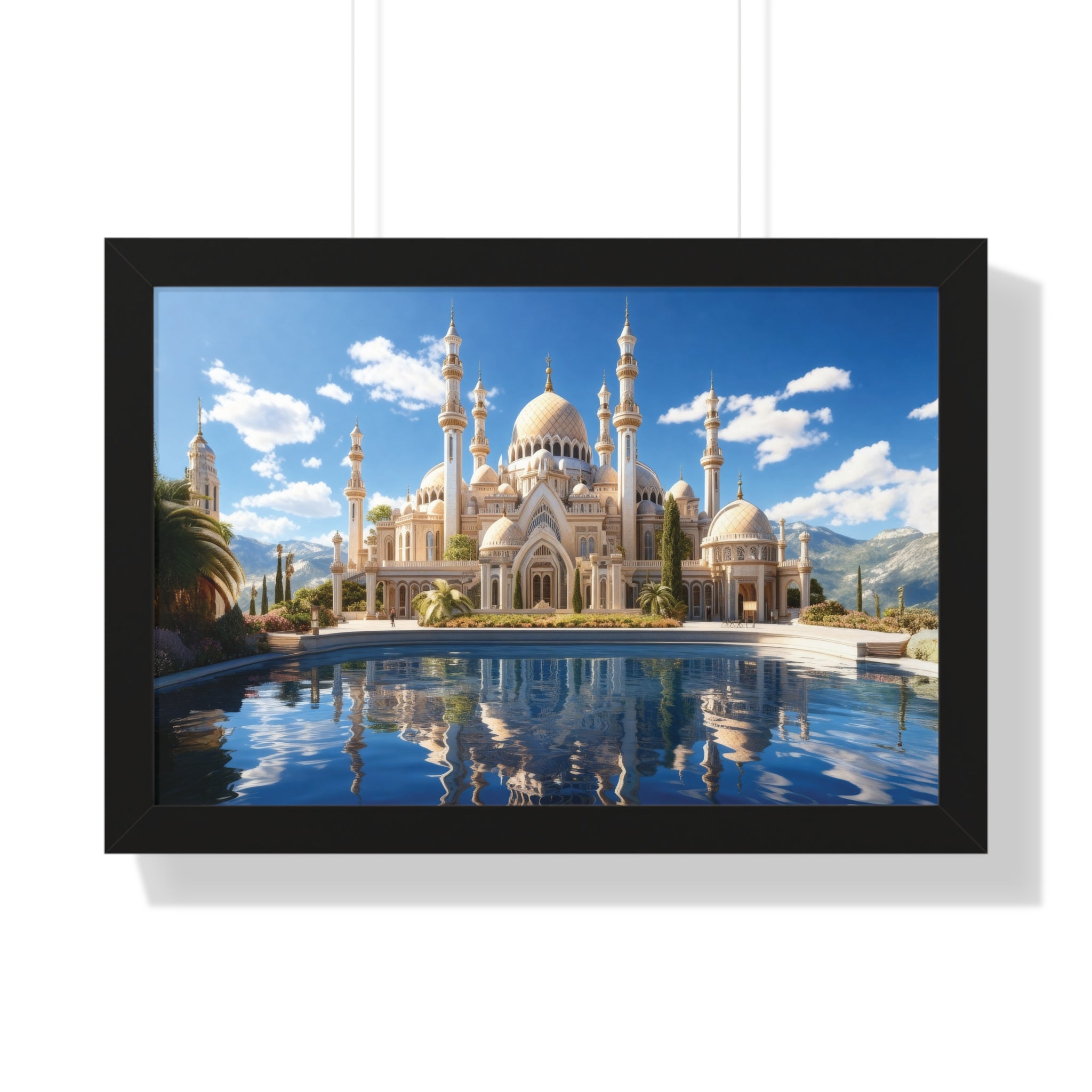 Celestial Tranquility – Framed Islamic Wall Art of Mosque Reflections