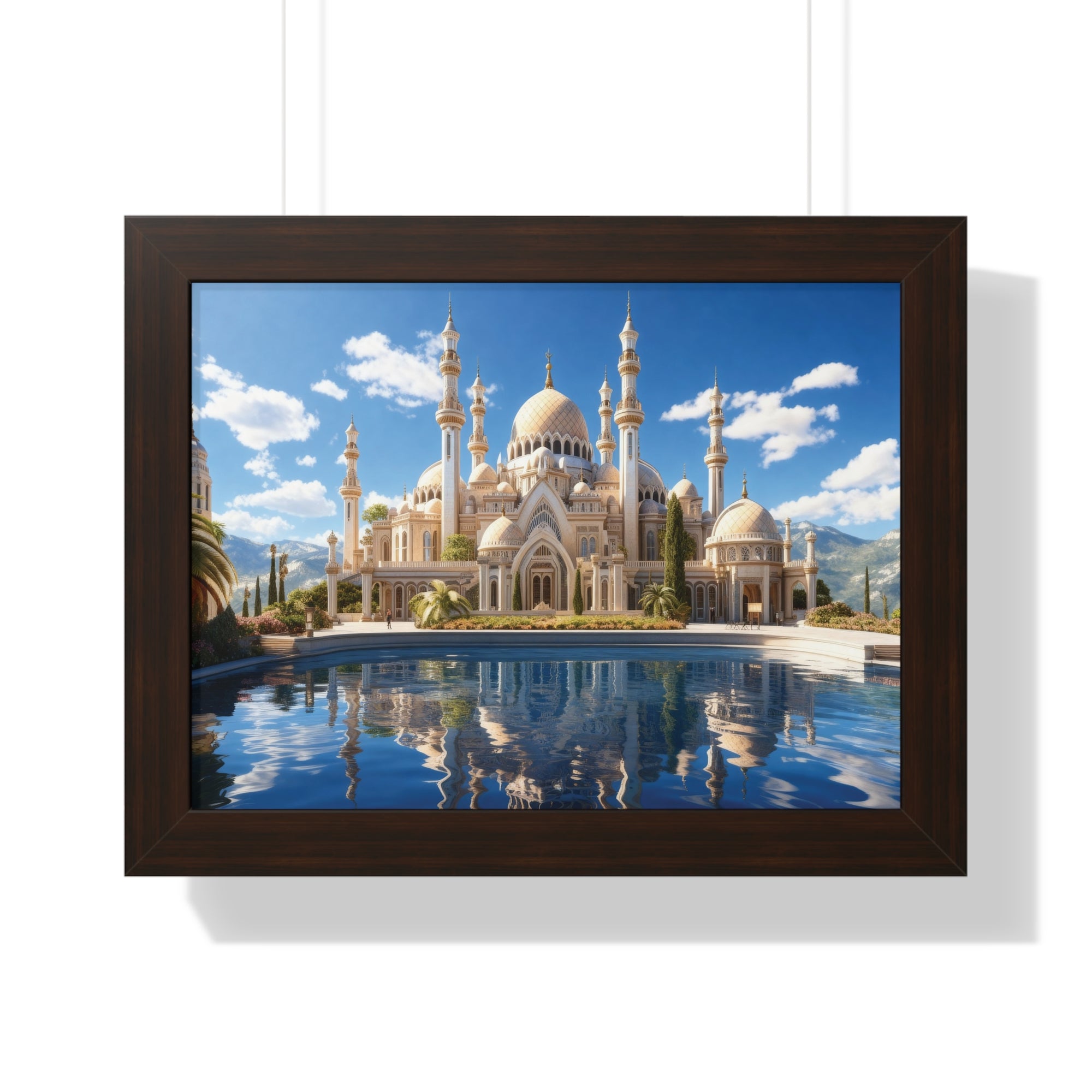 Celestial Tranquility – Framed Islamic Wall Art of Mosque Reflections