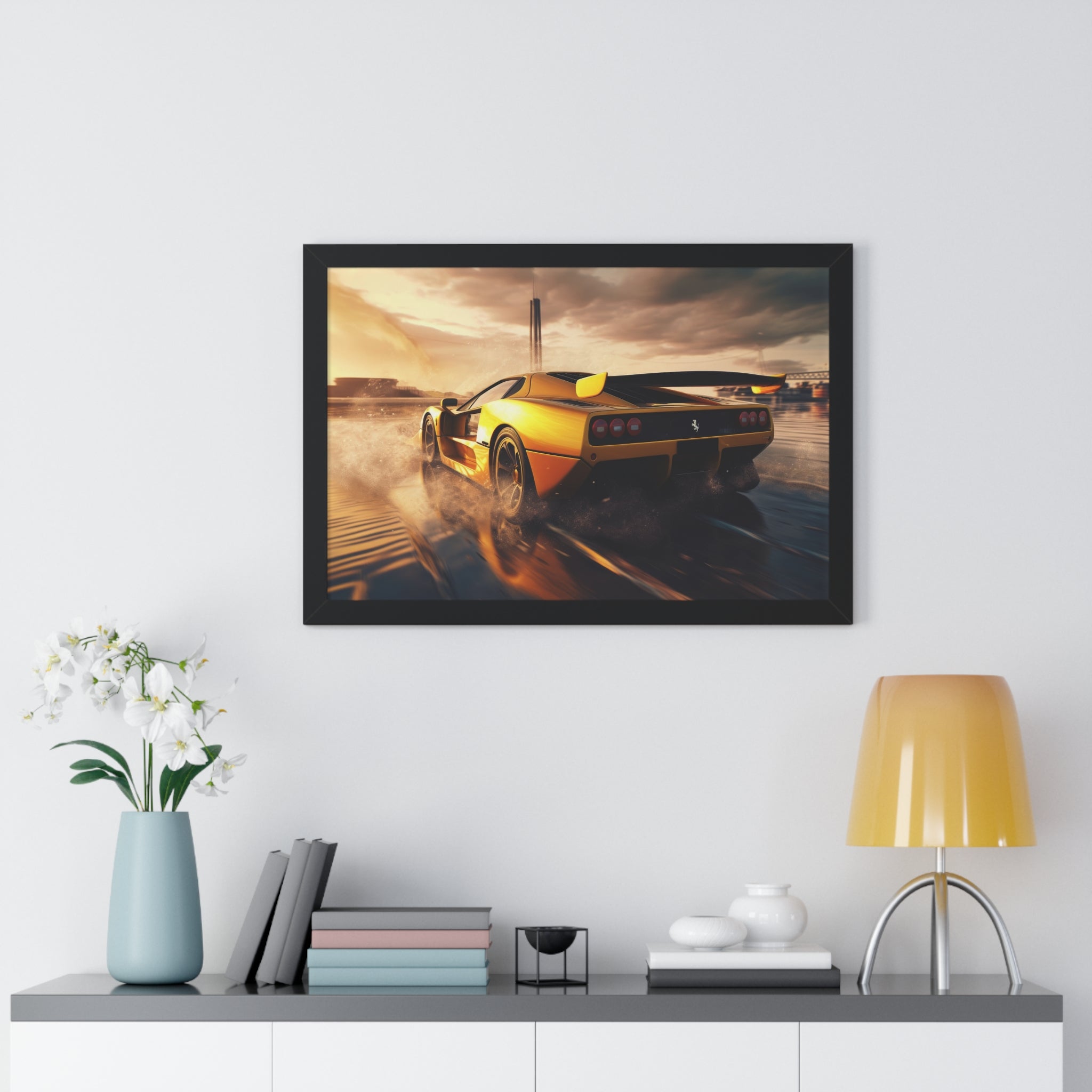 Yellow Ferrari F50 – Collector’s Framed Horizontal Poster