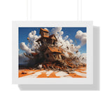 Shattered Ascent – Explosive Surreal House Wall Art