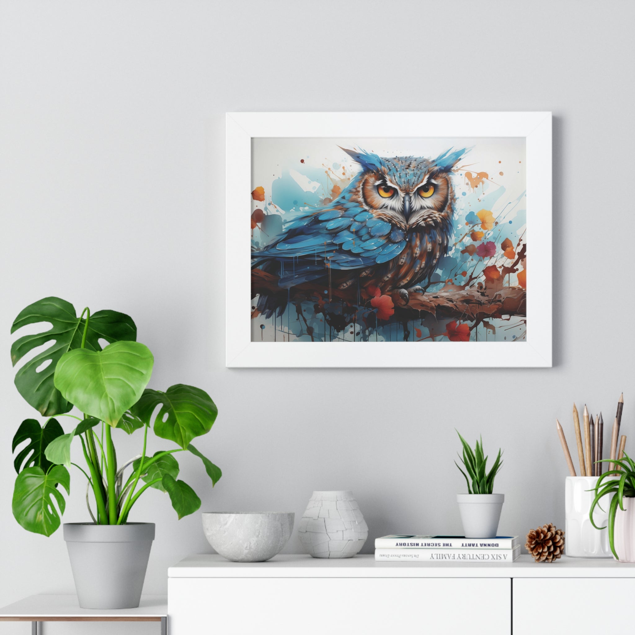 Midnight Majesty — Blue Owl Abstract Wall Art 🦉