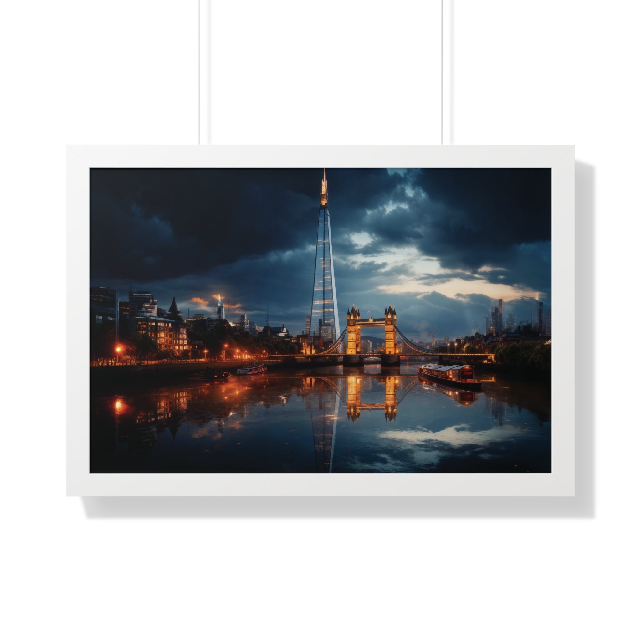 London Twilight Panorama – The Shard & Tower Bridge Wall Art