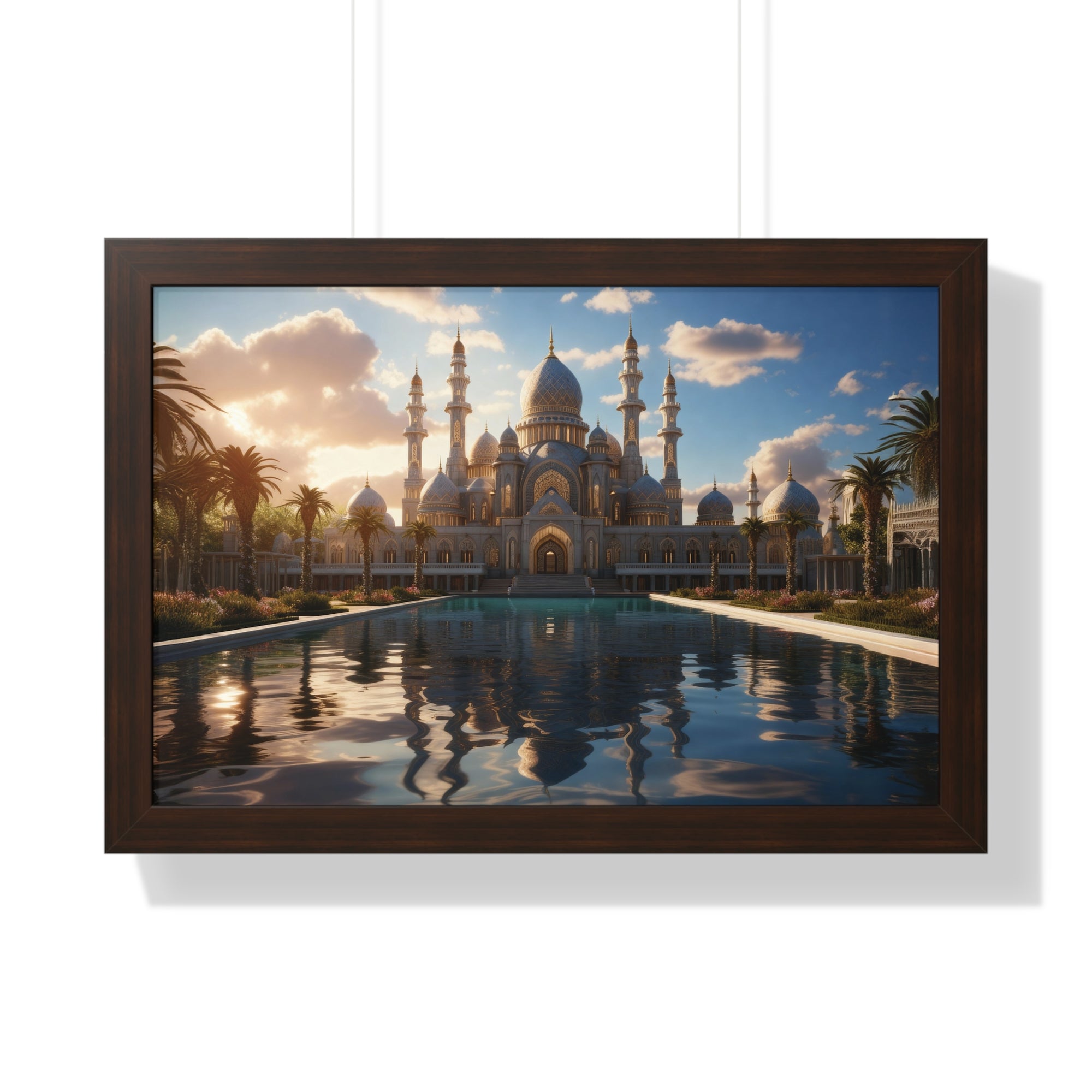 Sacred Stillness – Framed Sunset Mosque Print