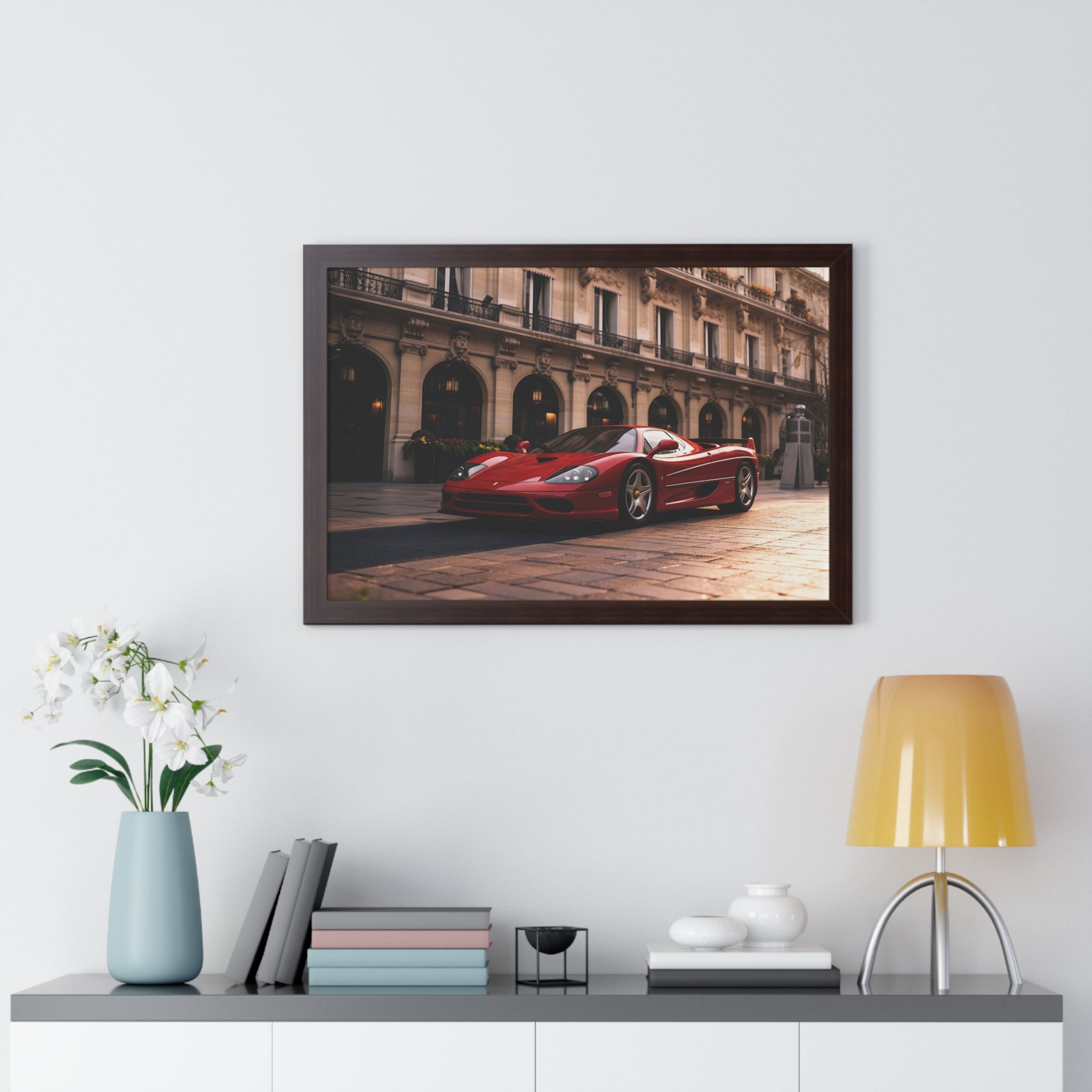 Framed Ferrari F50 – Red Icon in Horizontal Display