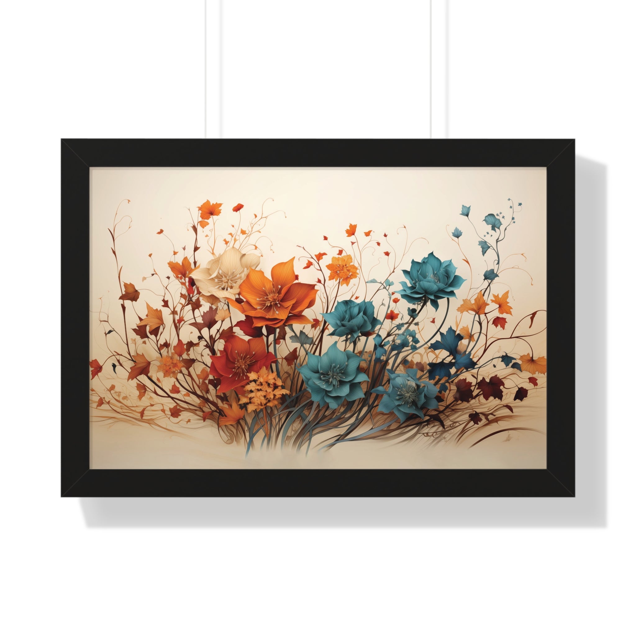 Amber Reverie Botanical Wall Art in Burnt Teal & Marigold