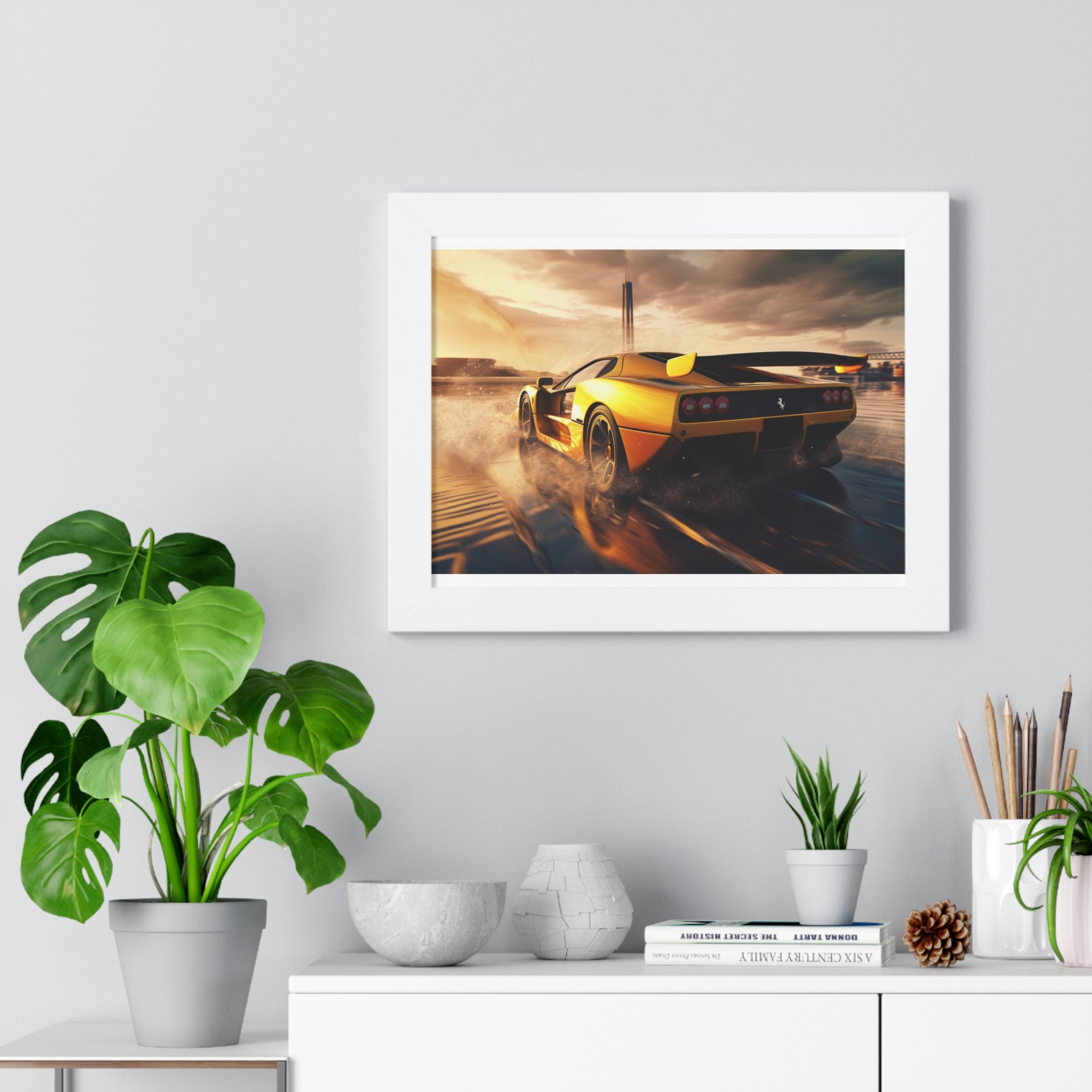 Yellow Ferrari F50 – Collector’s Framed Horizontal Poster