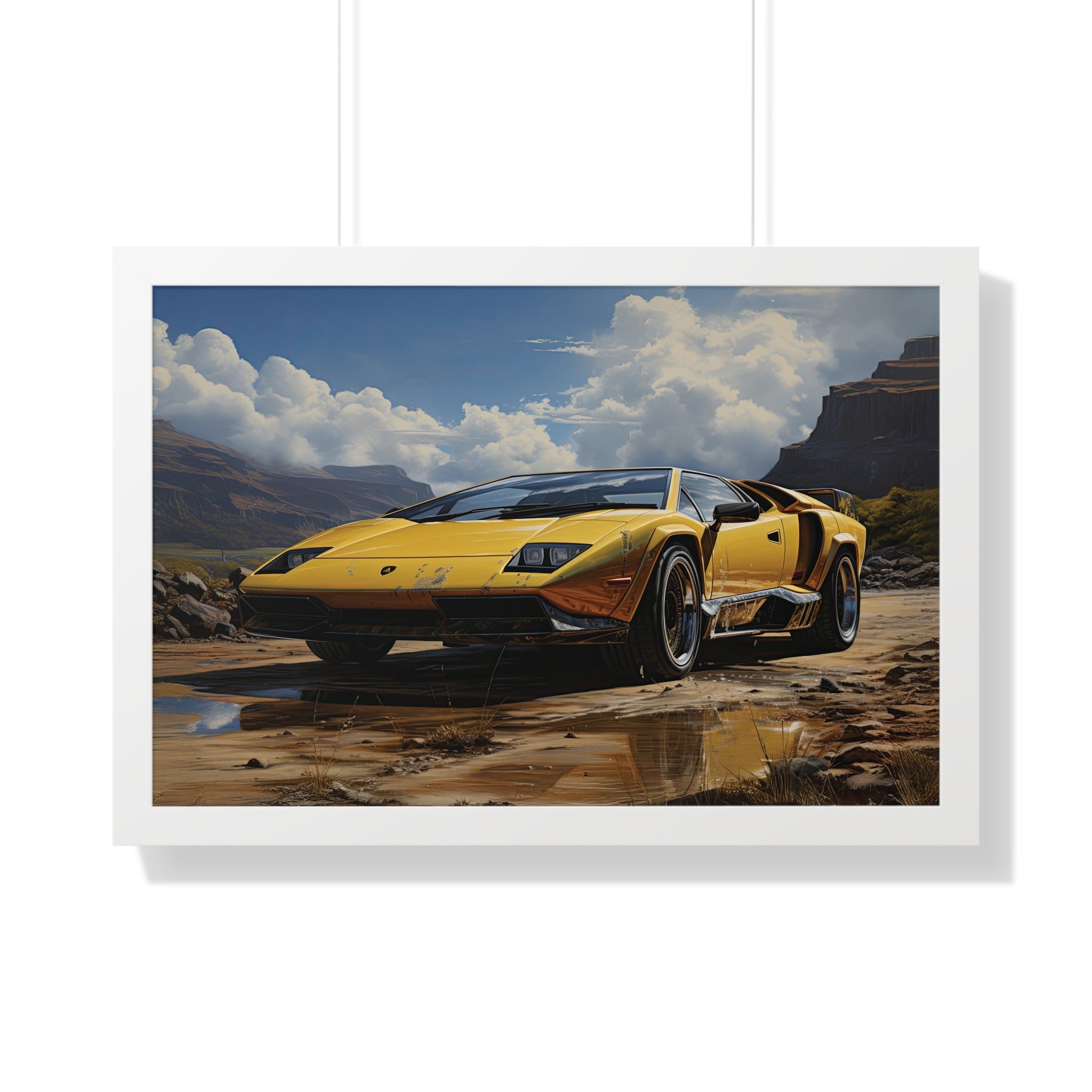 Yellow Lamborghini Countach - Framed Supercar Masterpiece