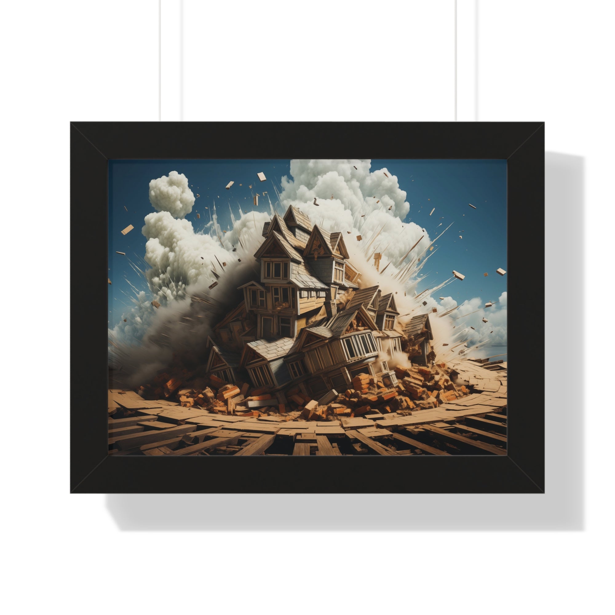 House Explosion Art Print - Modern Architectural Decor