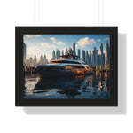 Luxury Yacht Marina at Sunset – Framed Cityscape Wall Art for Modern Interiors