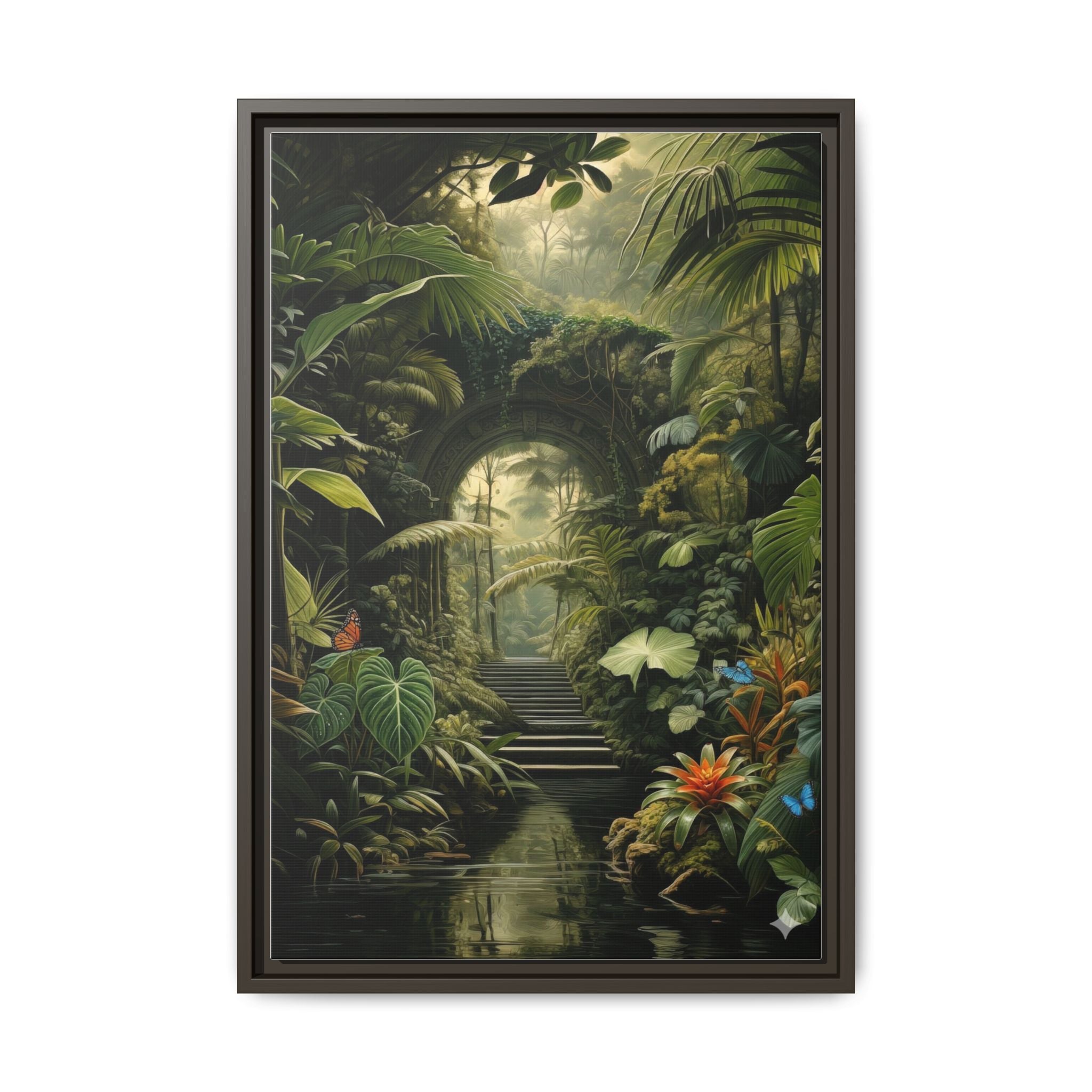 🌴Tropical Forest Illusion – Cinematic Jungle Pathway Wall Art  Luxury Botanical Decor