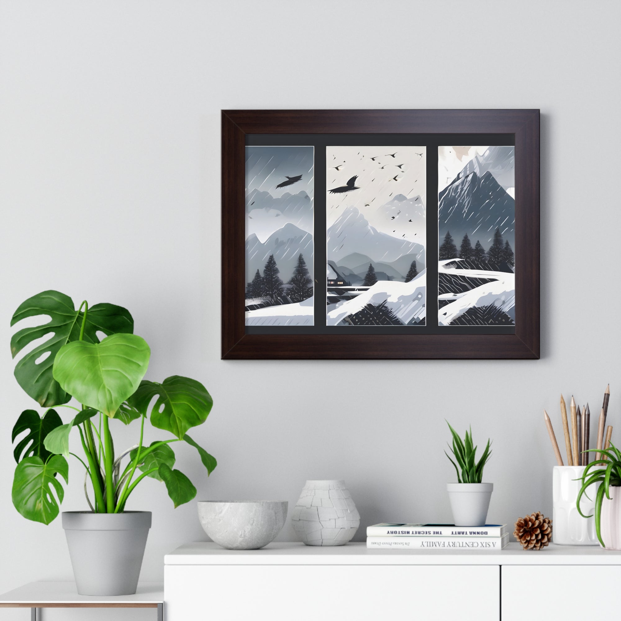 Silent Snowfall – Cozy Cabin in the Woods Canvas Art