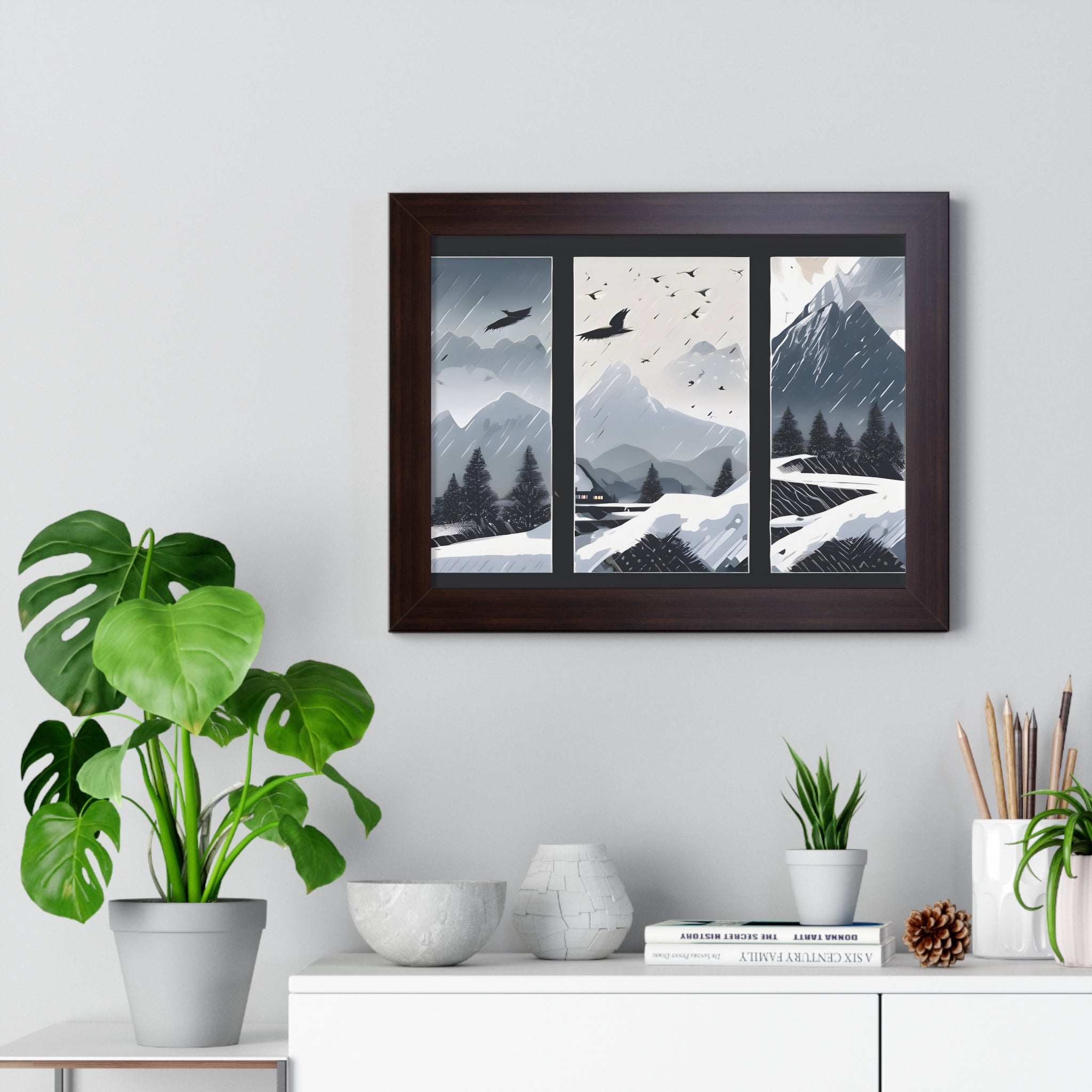 Silent Snowfall – Cozy Cabin in the Woods Canvas Art