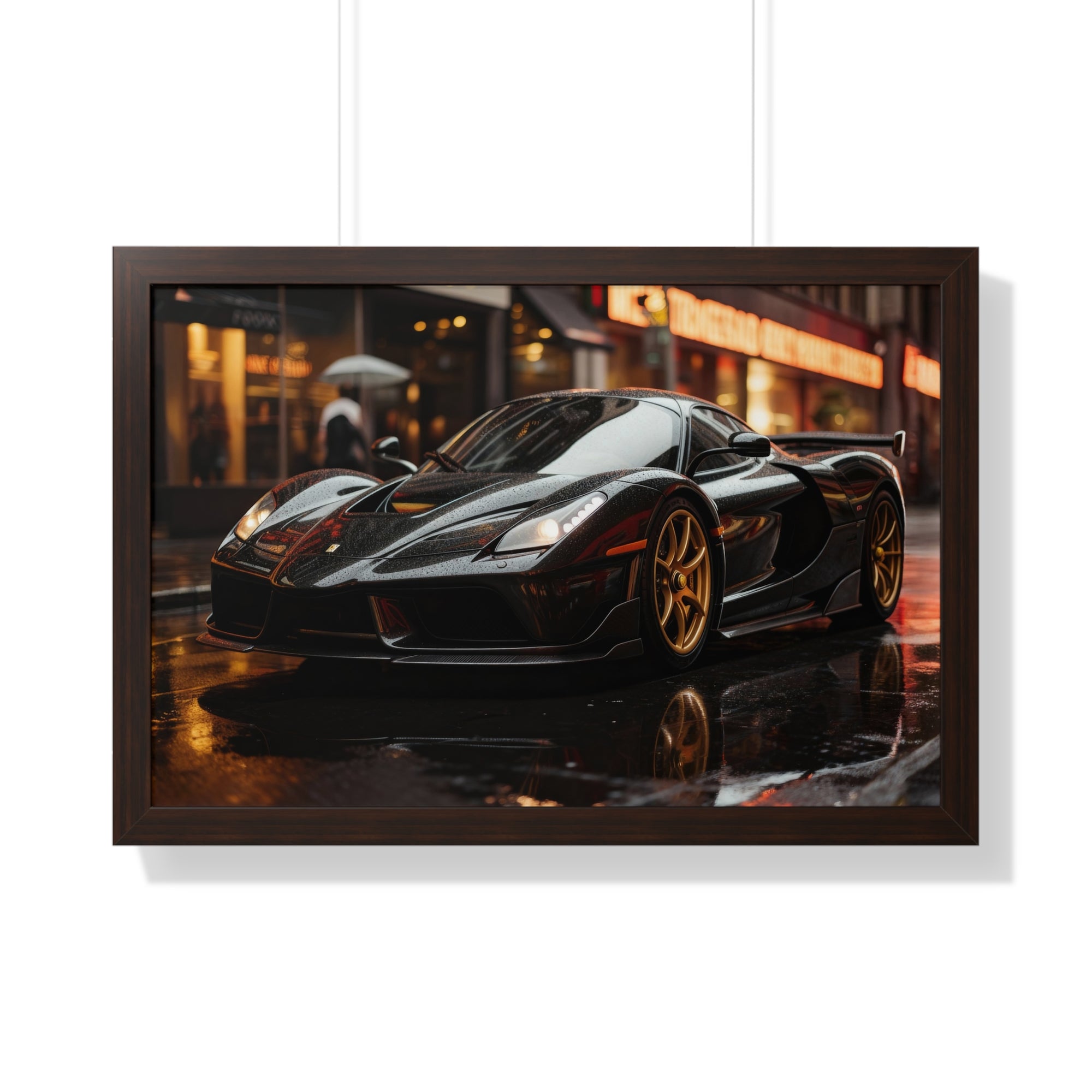 Framed Black Ferrari F50 Poster – Bold Automotive Statement Piece