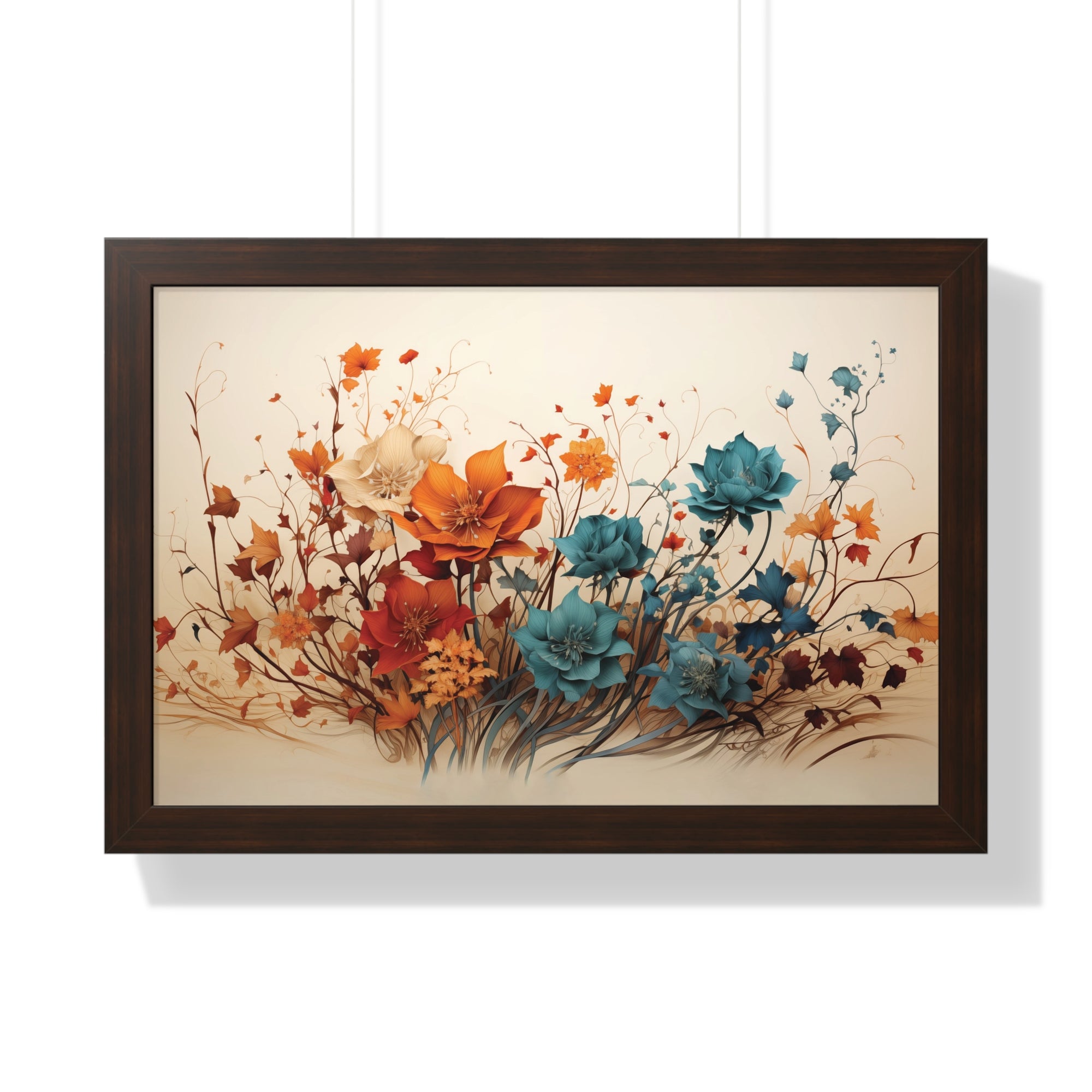 Amber Reverie Botanical Wall Art in Burnt Teal & Marigold