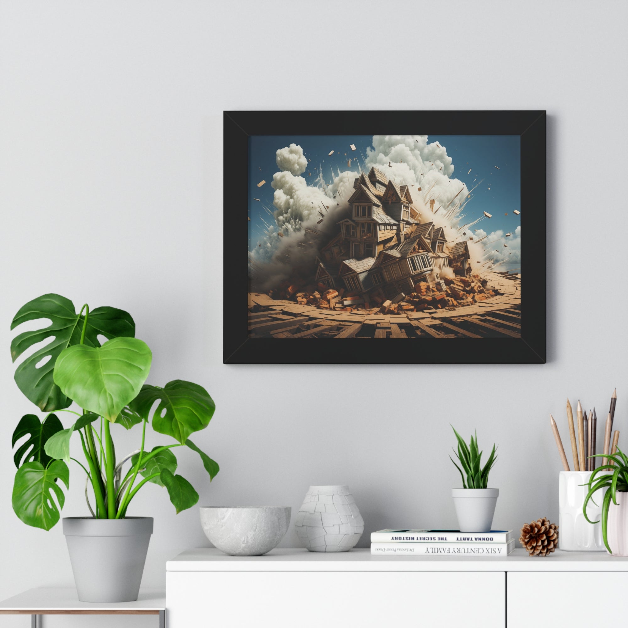House Explosion Art Print - Modern Architectural Decor