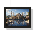 Mirrored Tranquility – Framed Mosque by the Lake Wall Art