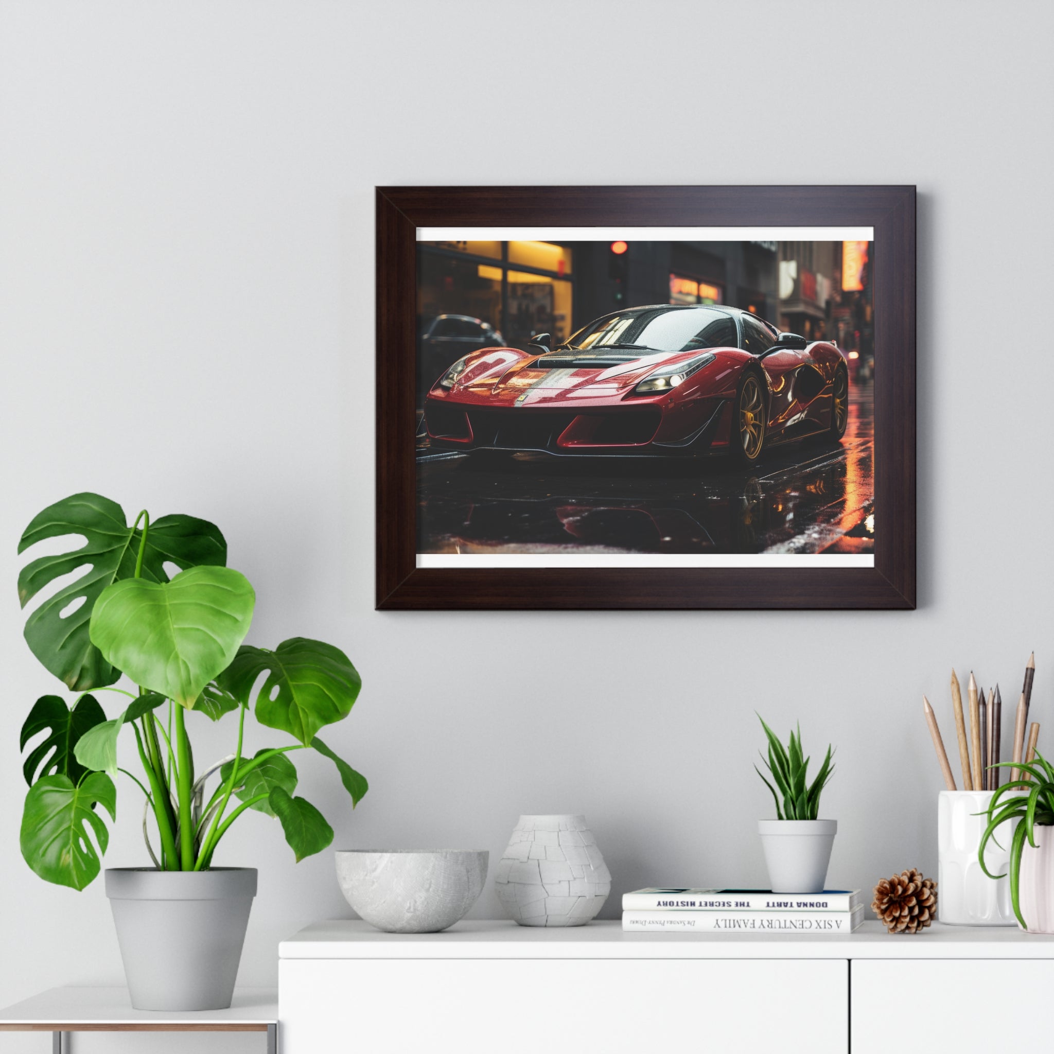 Framed Red Ferrari F50 Horizontal Poster – Supercar Wall Art for Car Enthusiasts
