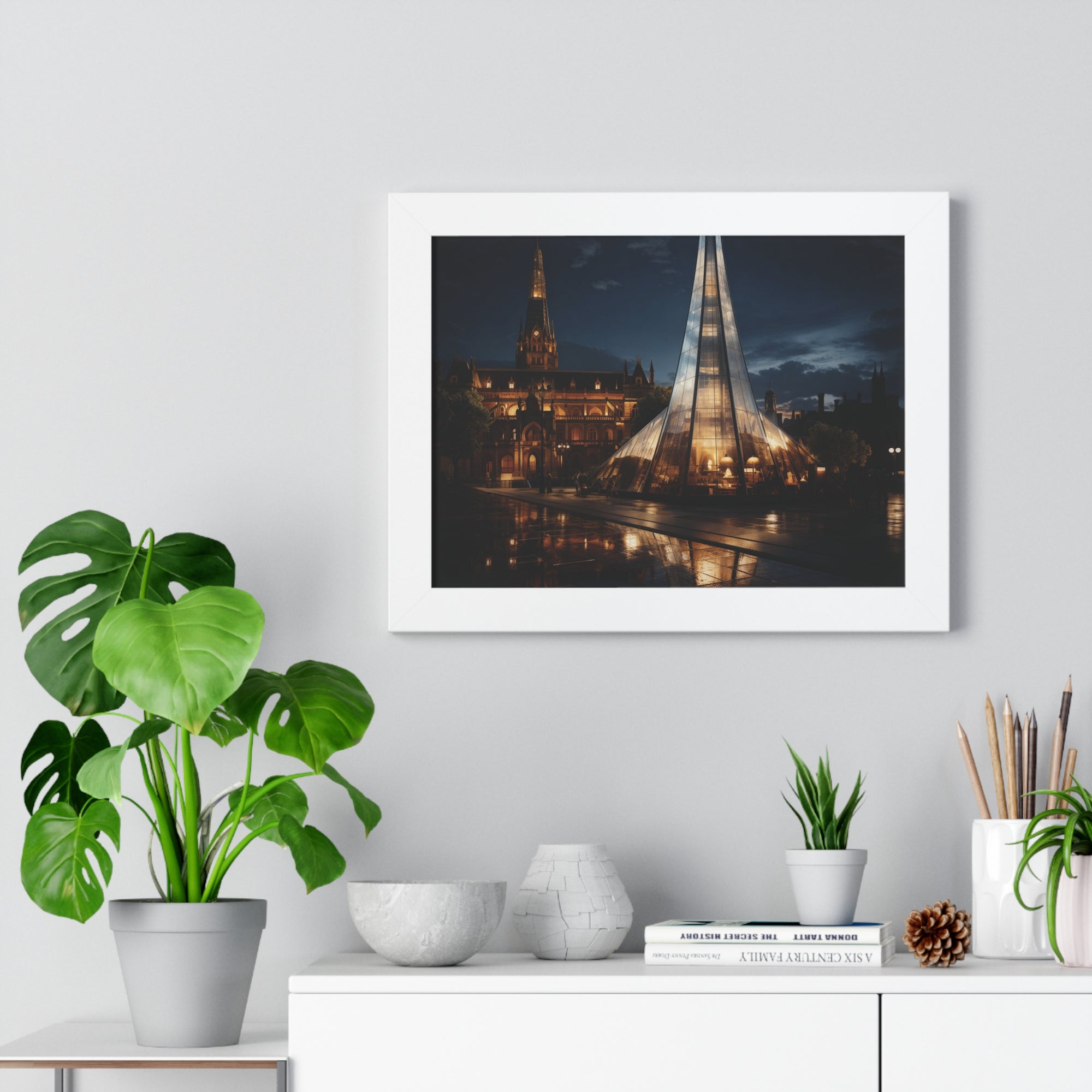 Timeless Contrast Historic London Facade & Glass Tower – Architectural Wall Art