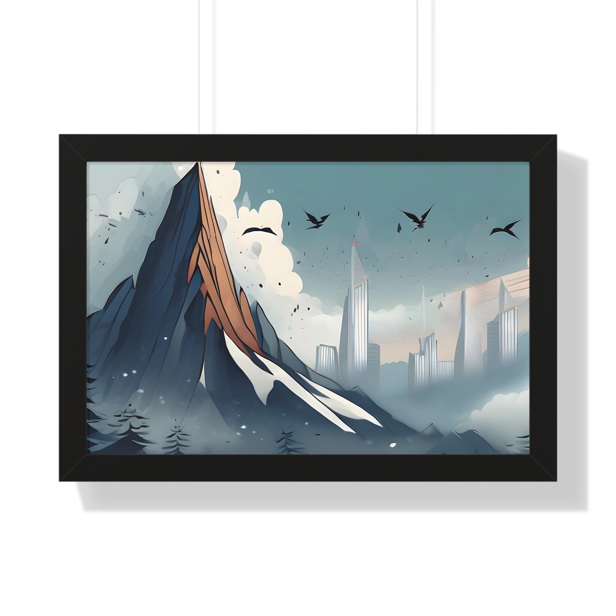 Urban Peaks – Snowy Landscape Meets Modern Cityscape