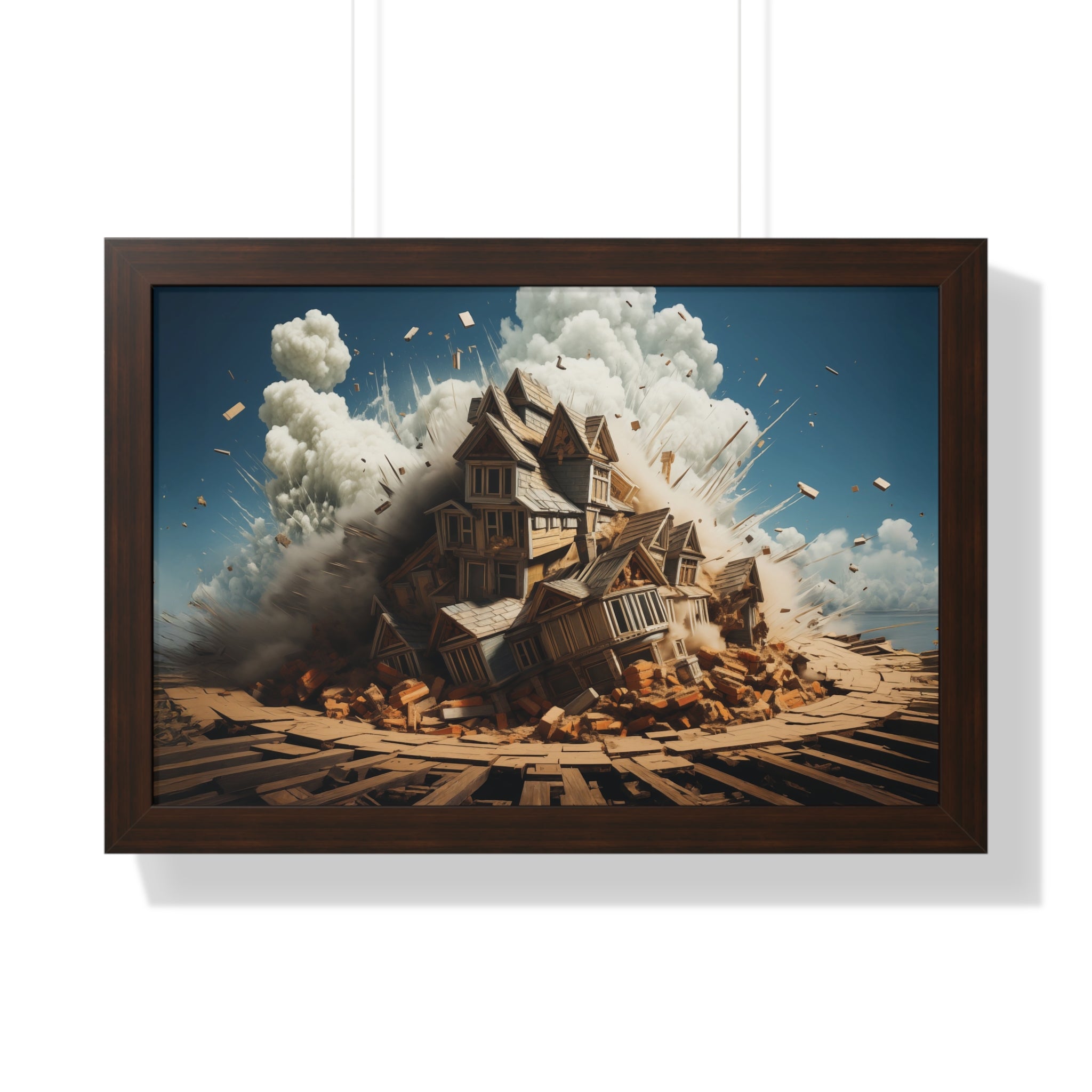 House Explosion Art Print - Modern Architectural Decor