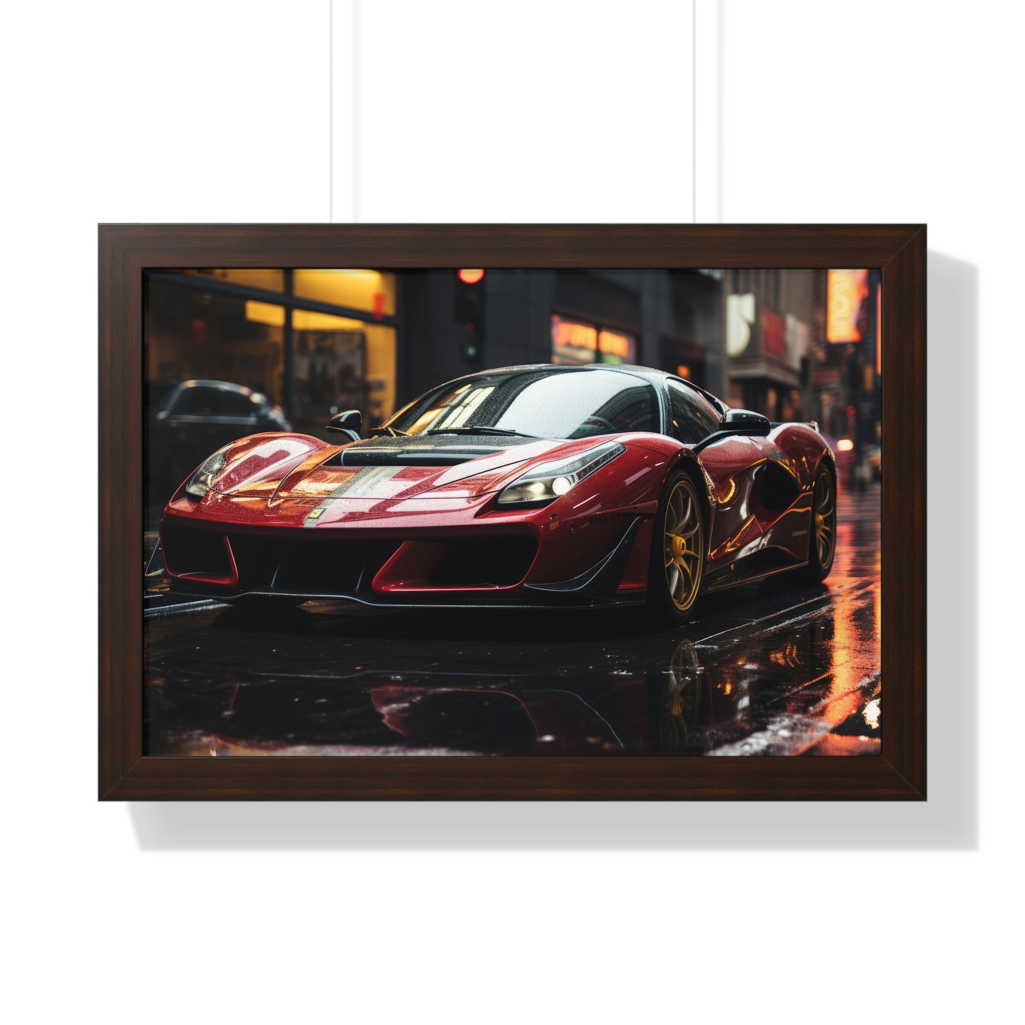 Framed Red Ferrari F50 Horizontal Poster – Supercar Wall Art for Car Enthusiasts