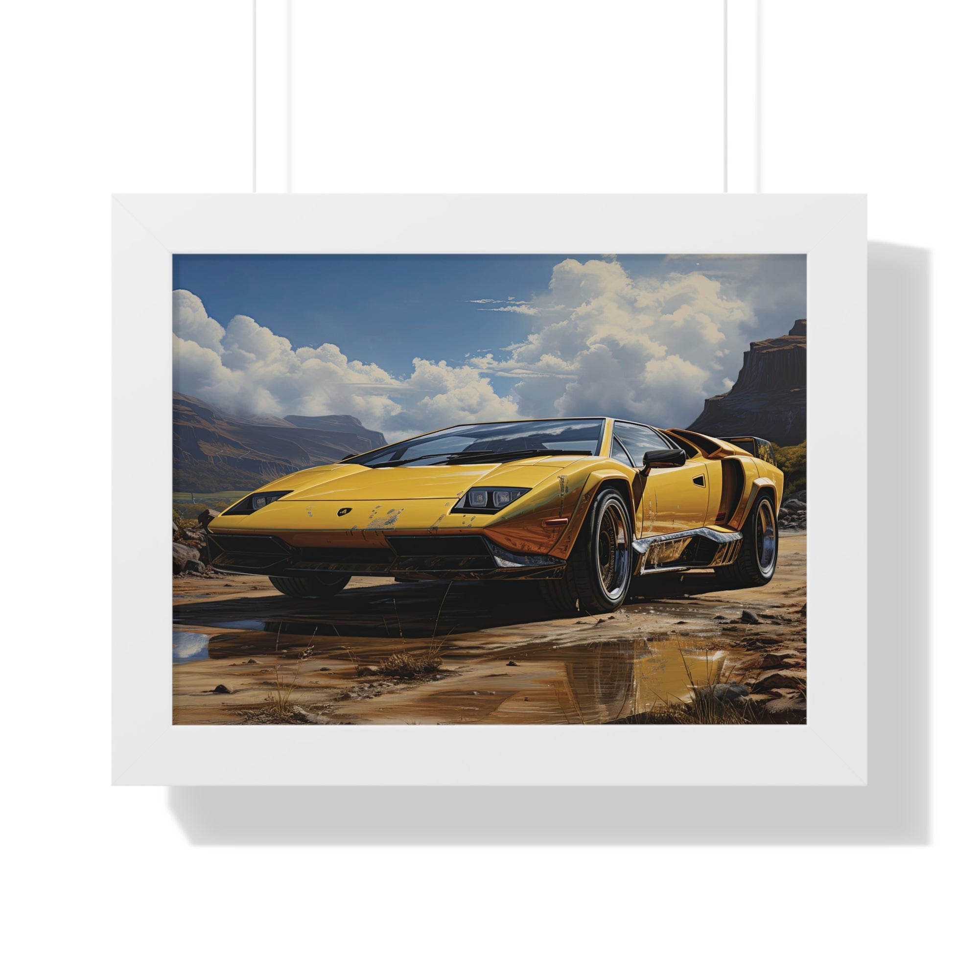 Yellow Lamborghini Countach - Framed Supercar Masterpiece