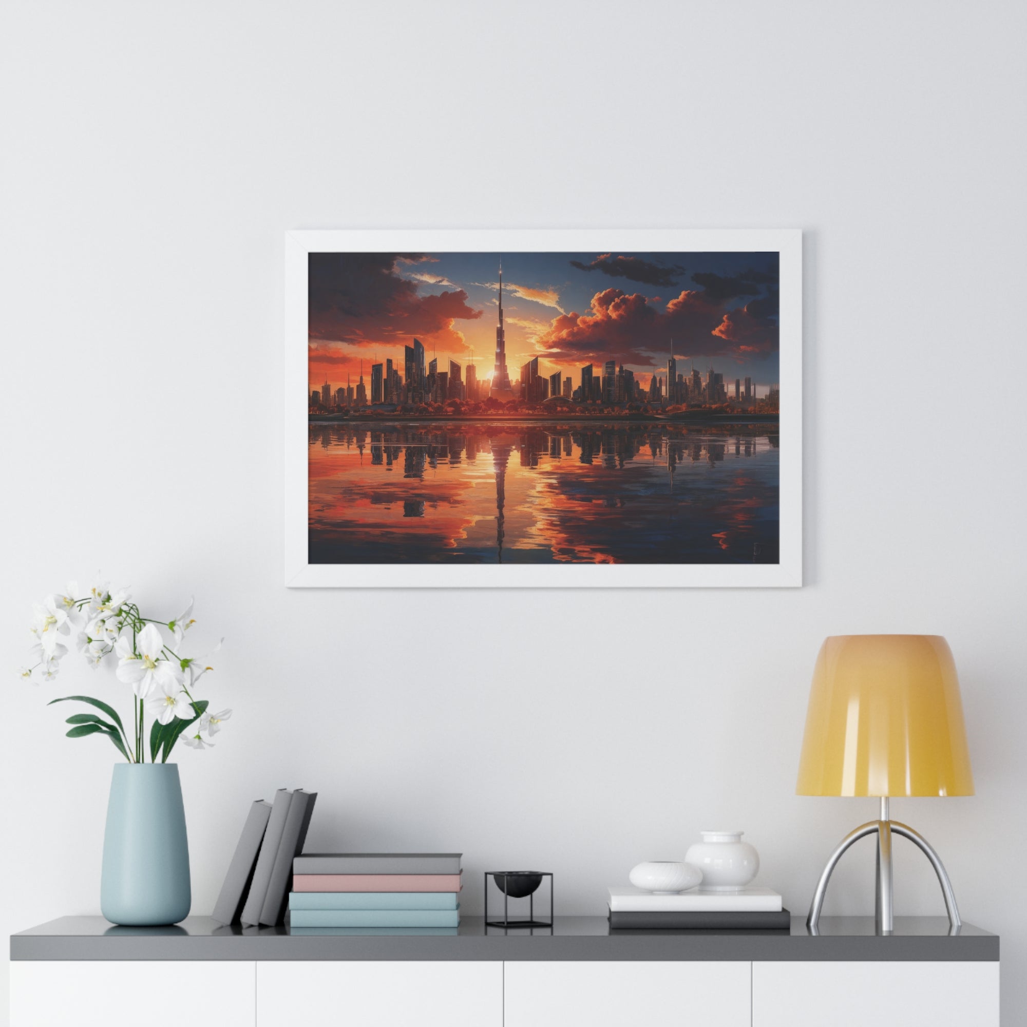 Sunset Over Futuristic Skyline – Urban Cityscape Wall Art
