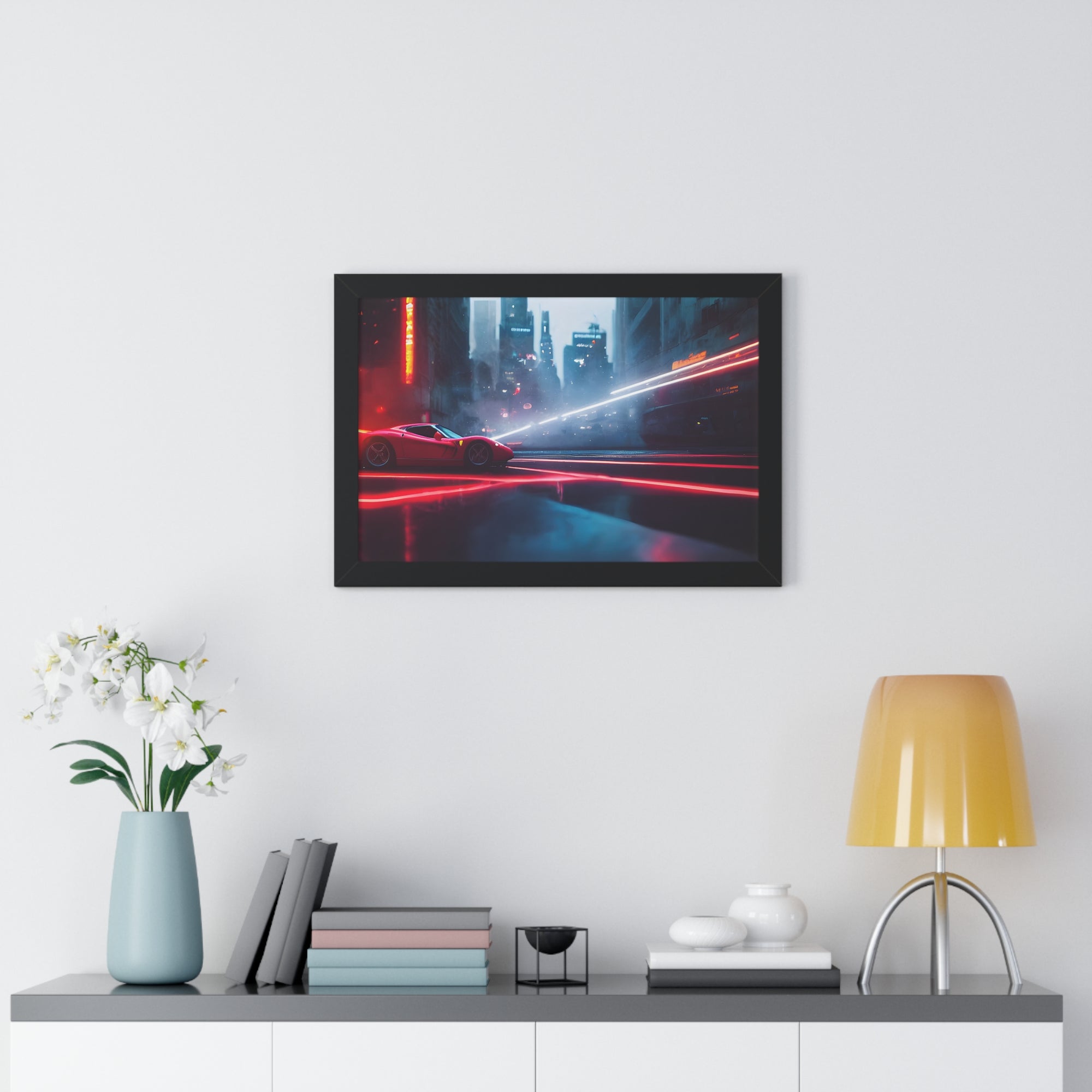 Dazzling Framed Supercar Poster – Red Ferrari F50