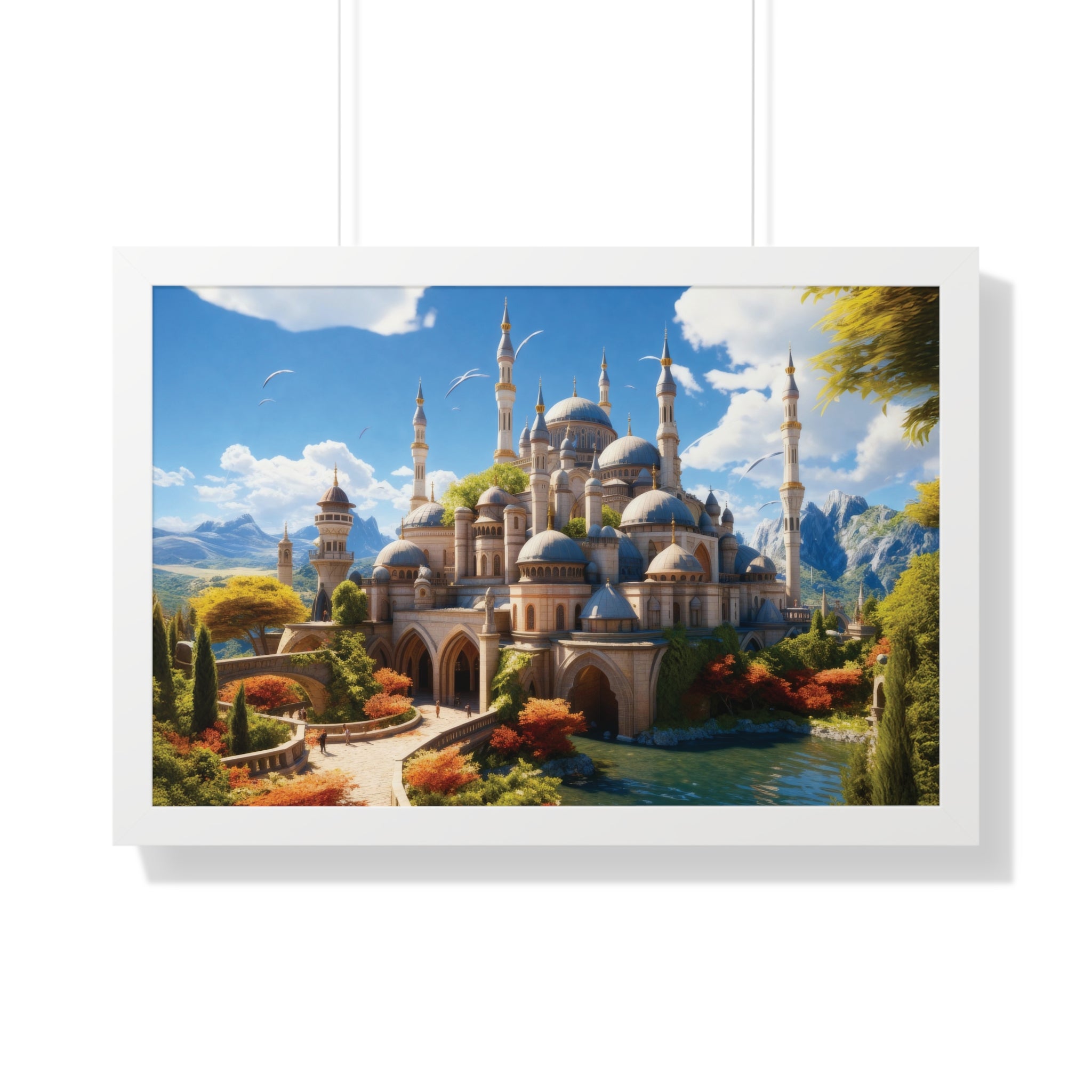 Majestic Mirage – Fantasy Ottoman Castle Reflections Framed Wall Art