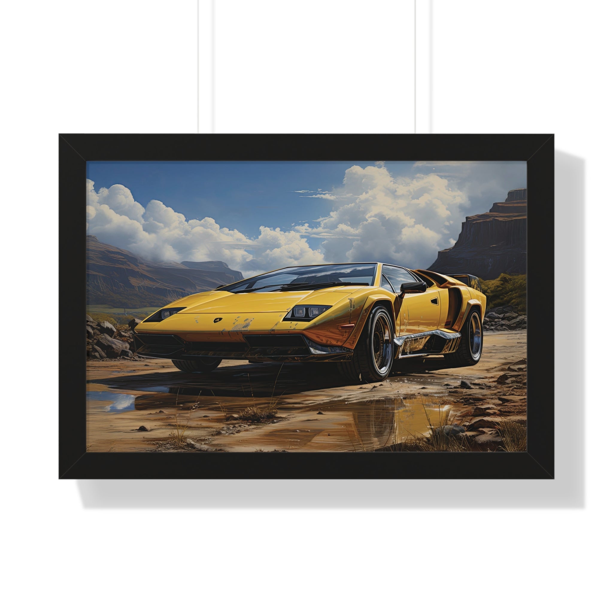 Yellow Lamborghini Countach - Framed Supercar Masterpiece