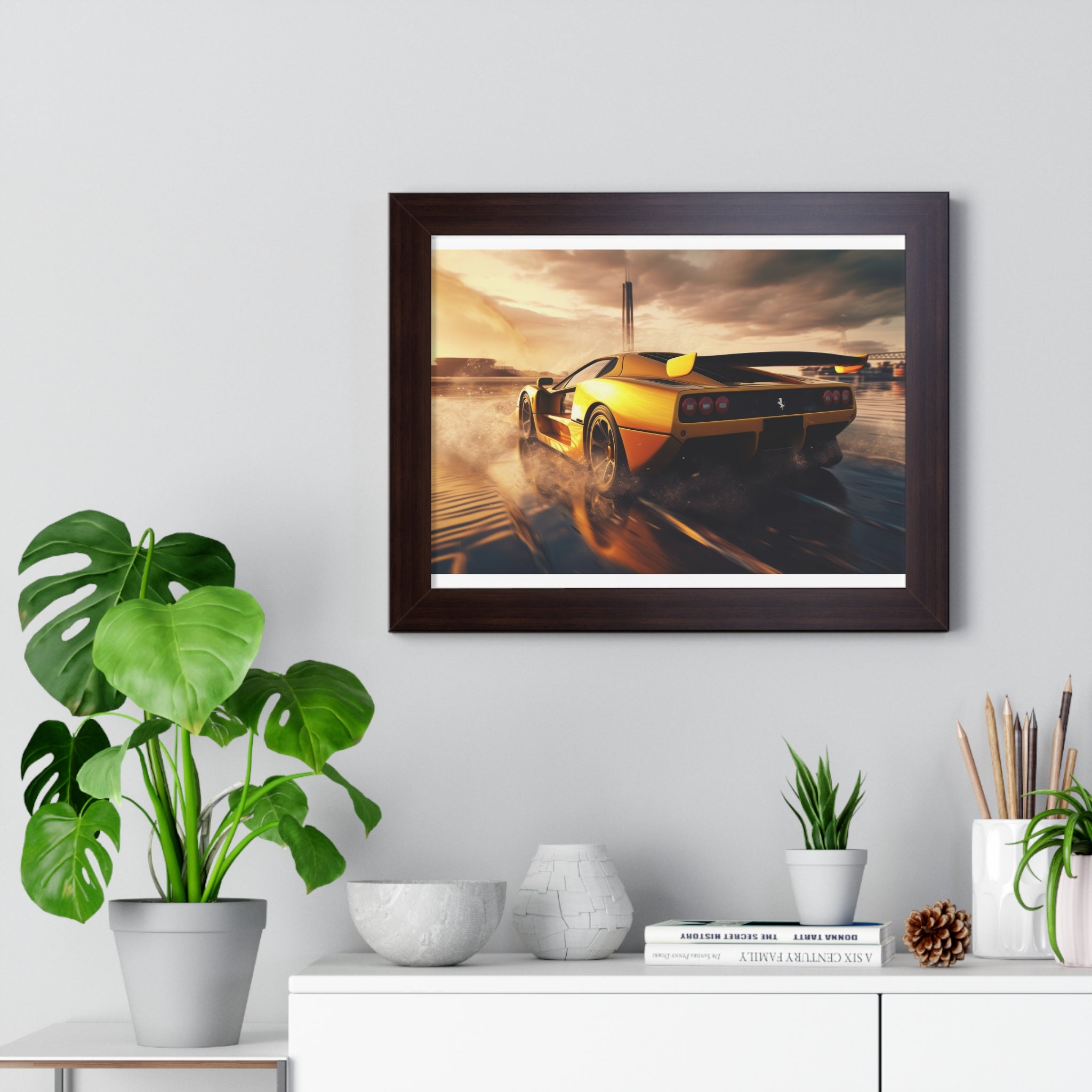 Yellow Ferrari F50 – Collector’s Framed Horizontal Poster