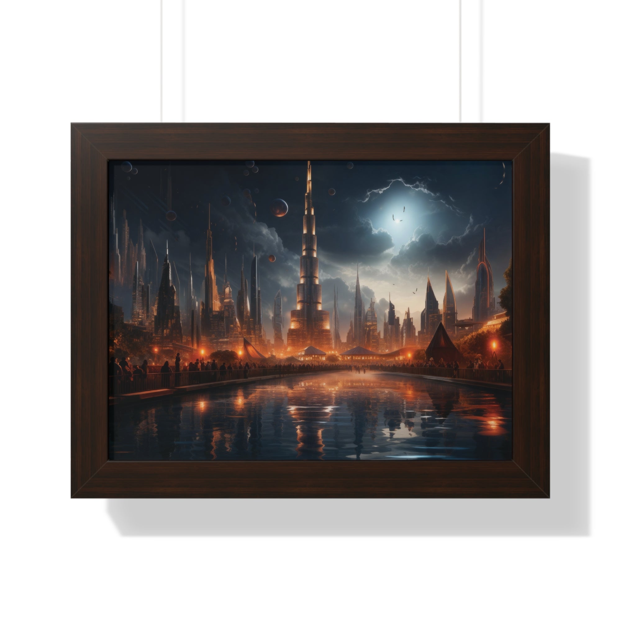 Futuristic Cityscape Night Scene – Sci-Fi Digital Art Print for Wall Decor