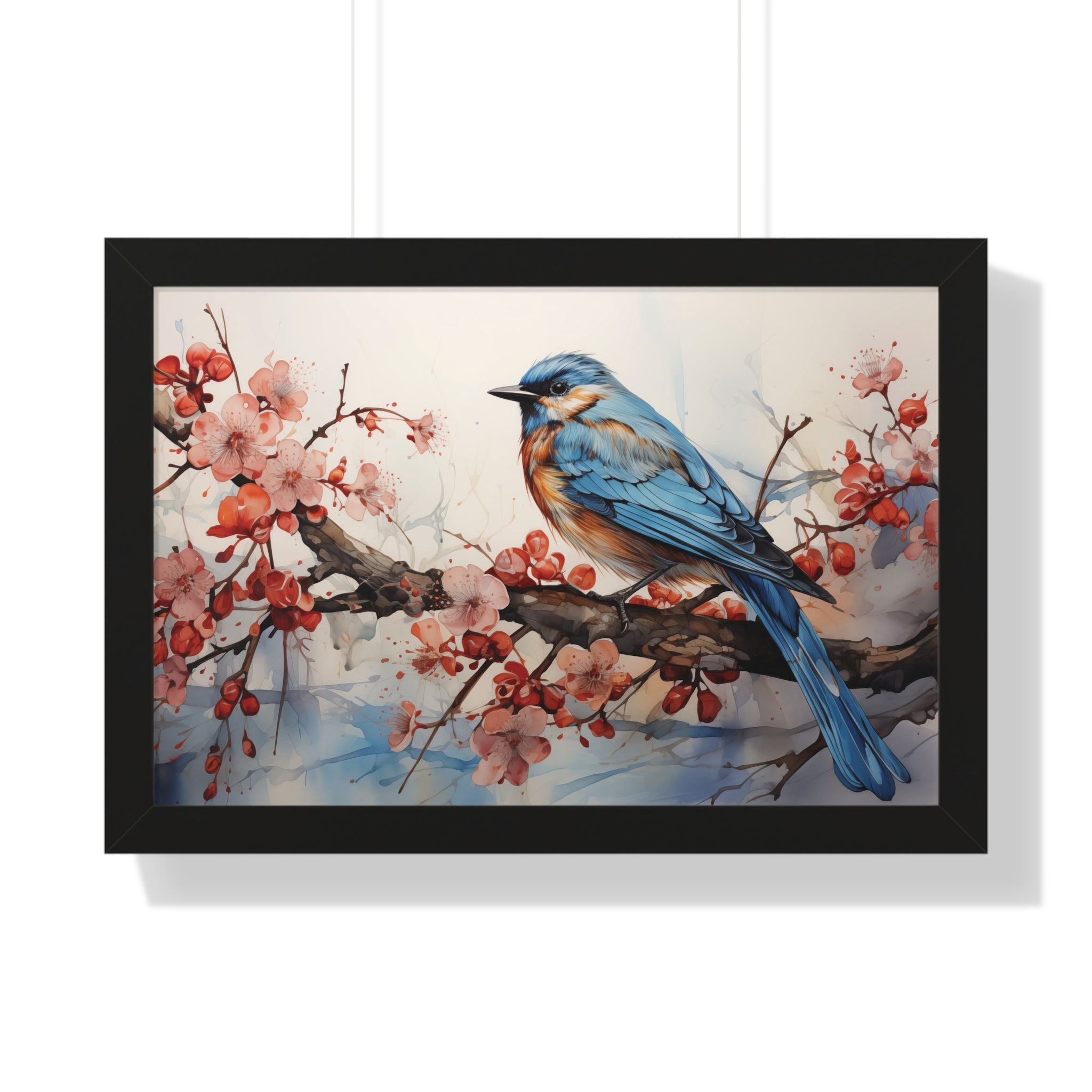 Cerulean Spring Bluebird & Cherry Blossom Wall Art